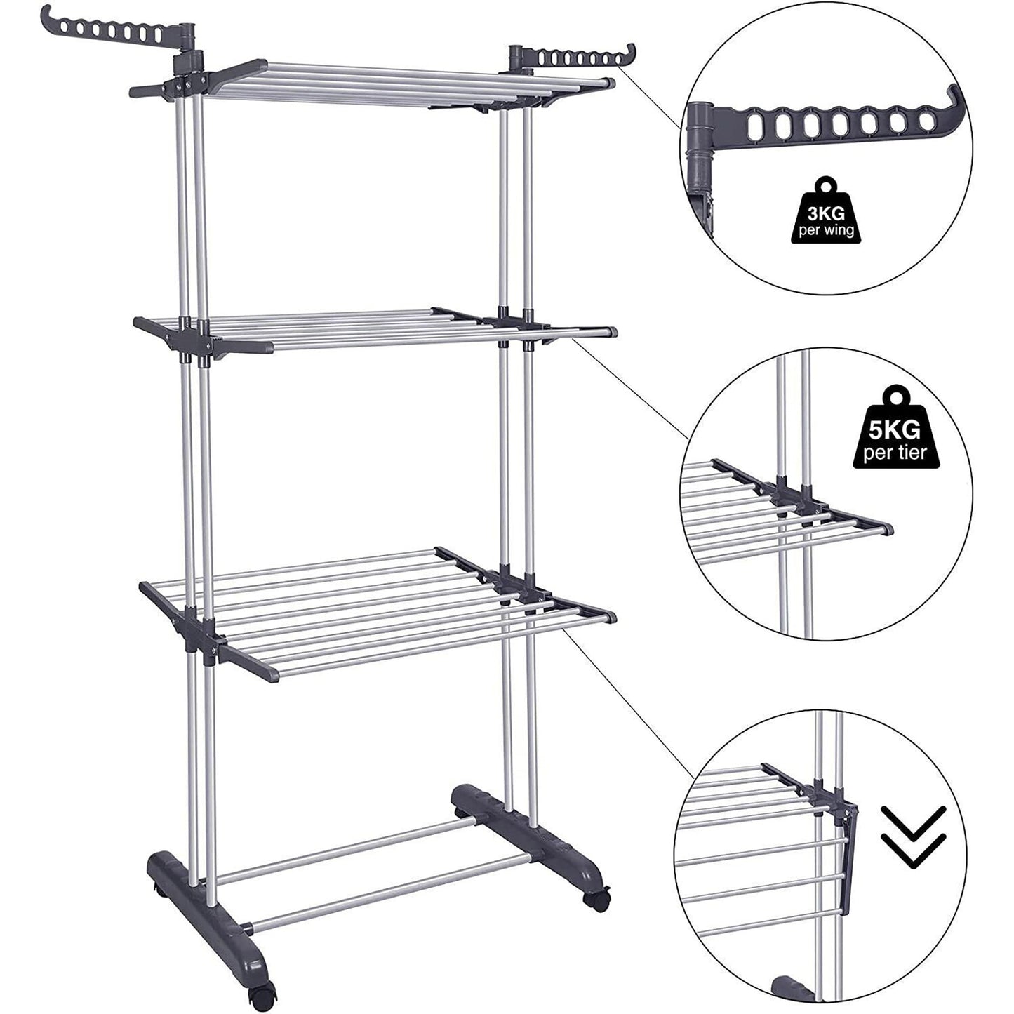 Portable Heavy-Duty Clothes Dryer Foldable Airer Laundry Drying Rack