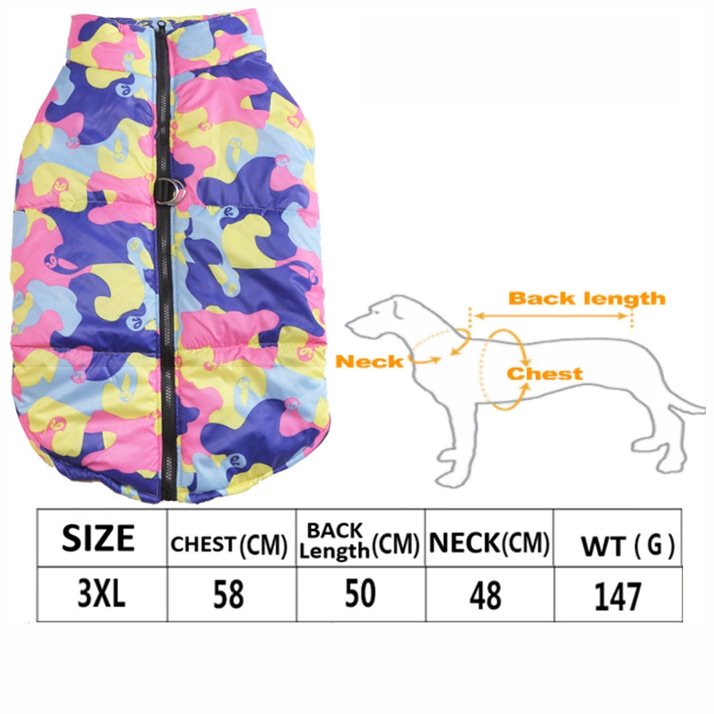 Winter Coat for Large Dogs Waterproof Padded Pet Clothes Windbreaker Vest
