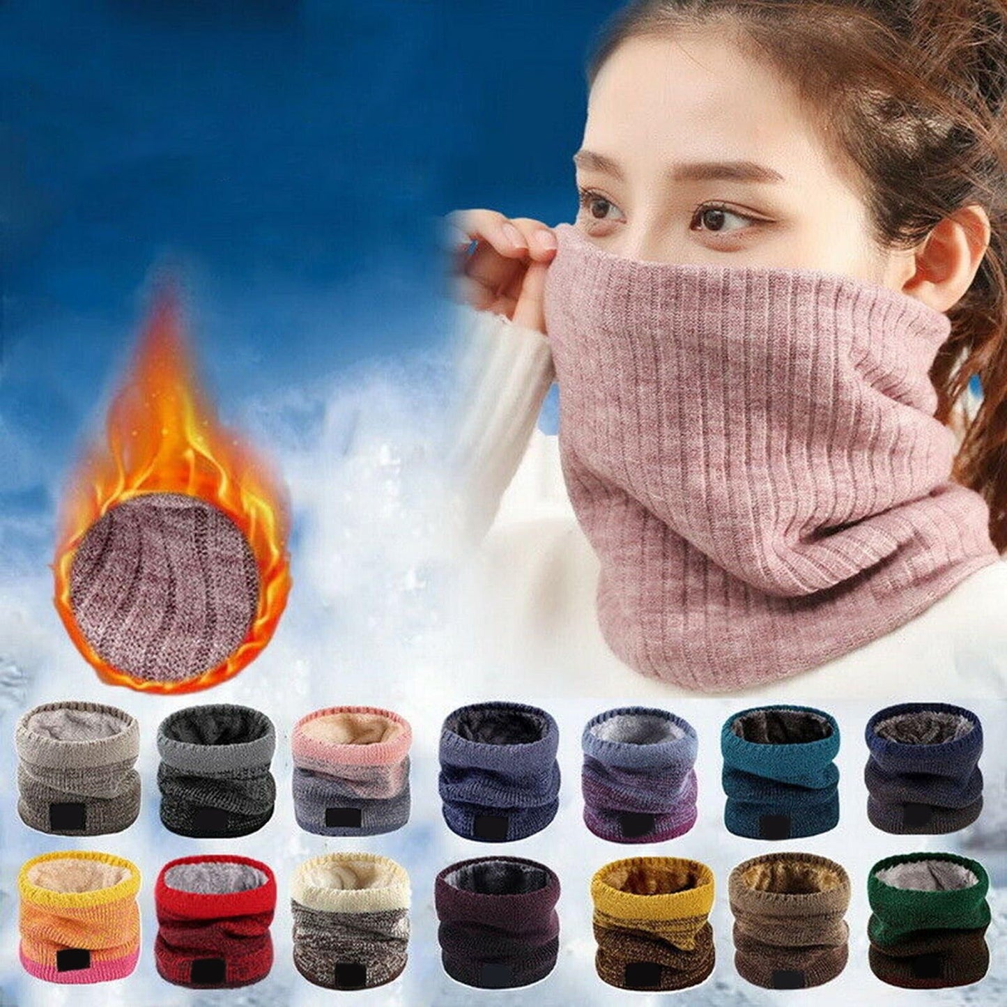 Thermal Warm Knitted Winter Scarf for Men and Women Thicken Chunky Tube