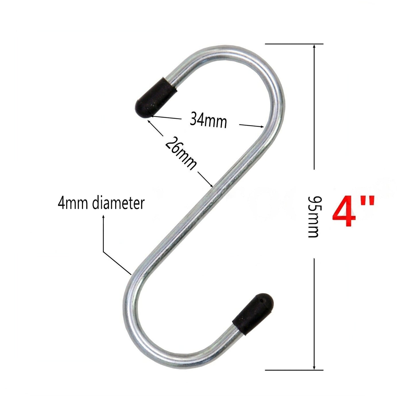 100mm Steel S Shape Kitchen Rack Clothes Hanging Plant Hooks