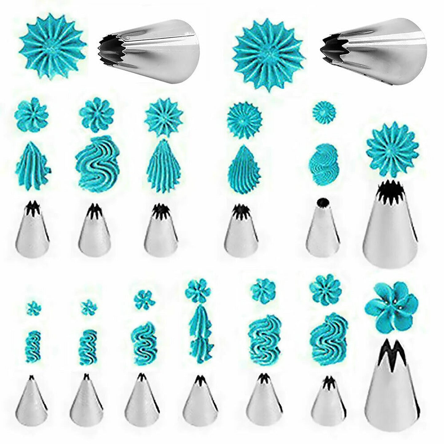 27pcs Cake Decorating Icing Piping Nozzles with Silicone Bag