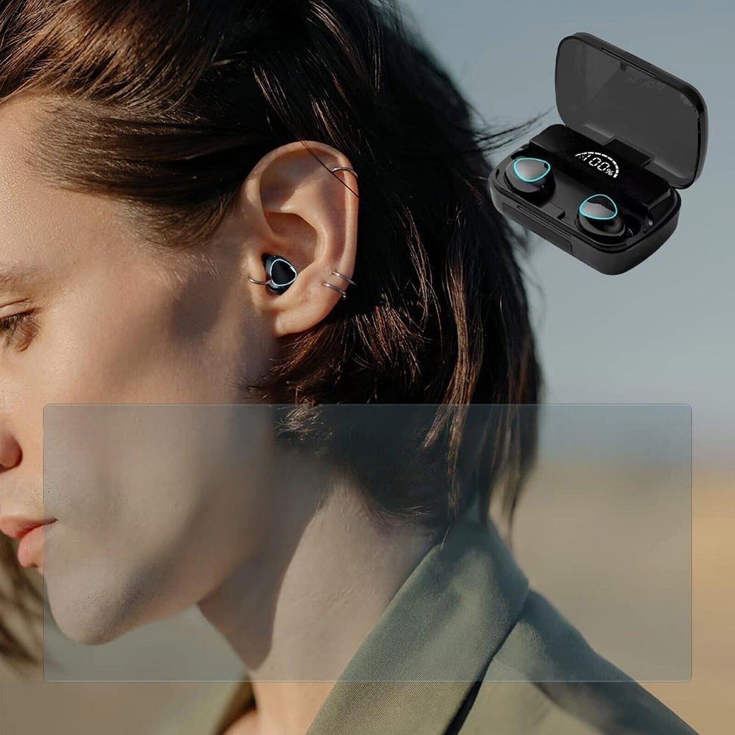 Bluetooth 5.1 Waterproof Wireless Earbuds with LED Display