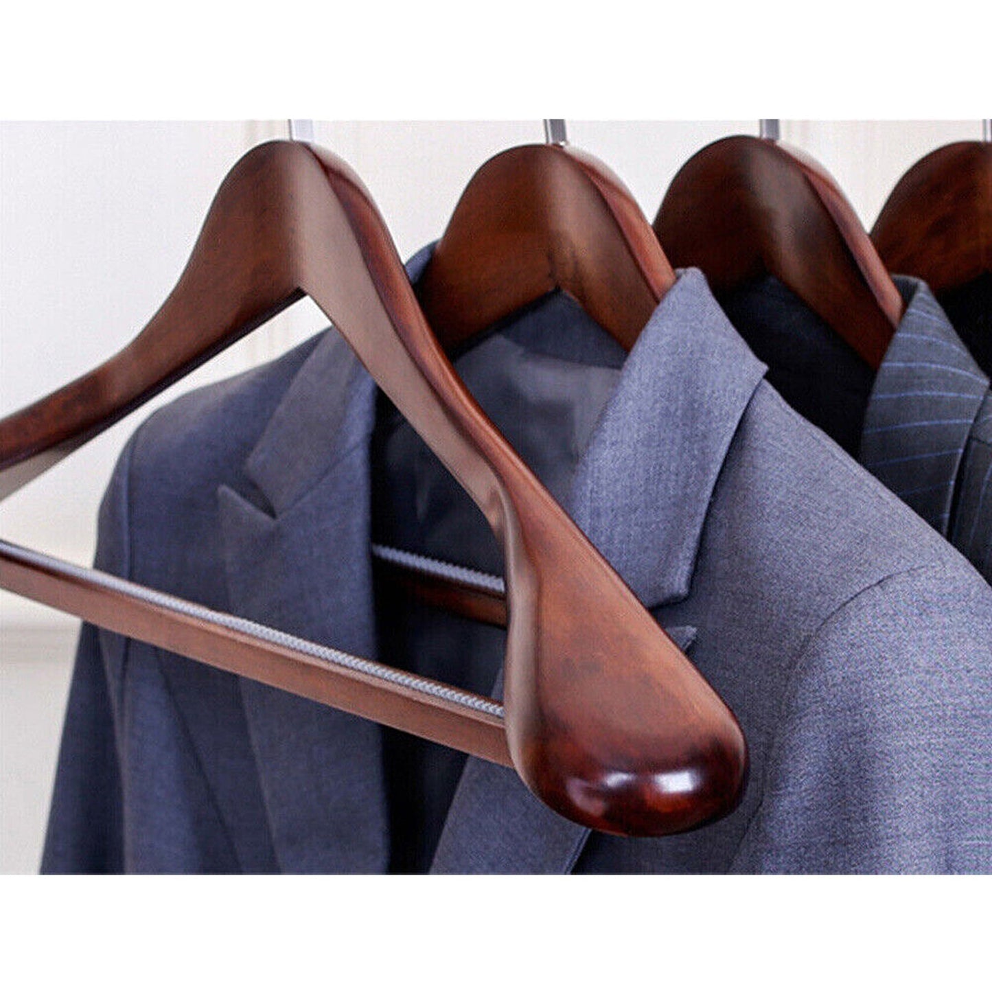 6pcs Set of Wide Shoulder Wooden Suit Hangers for Wardrobes