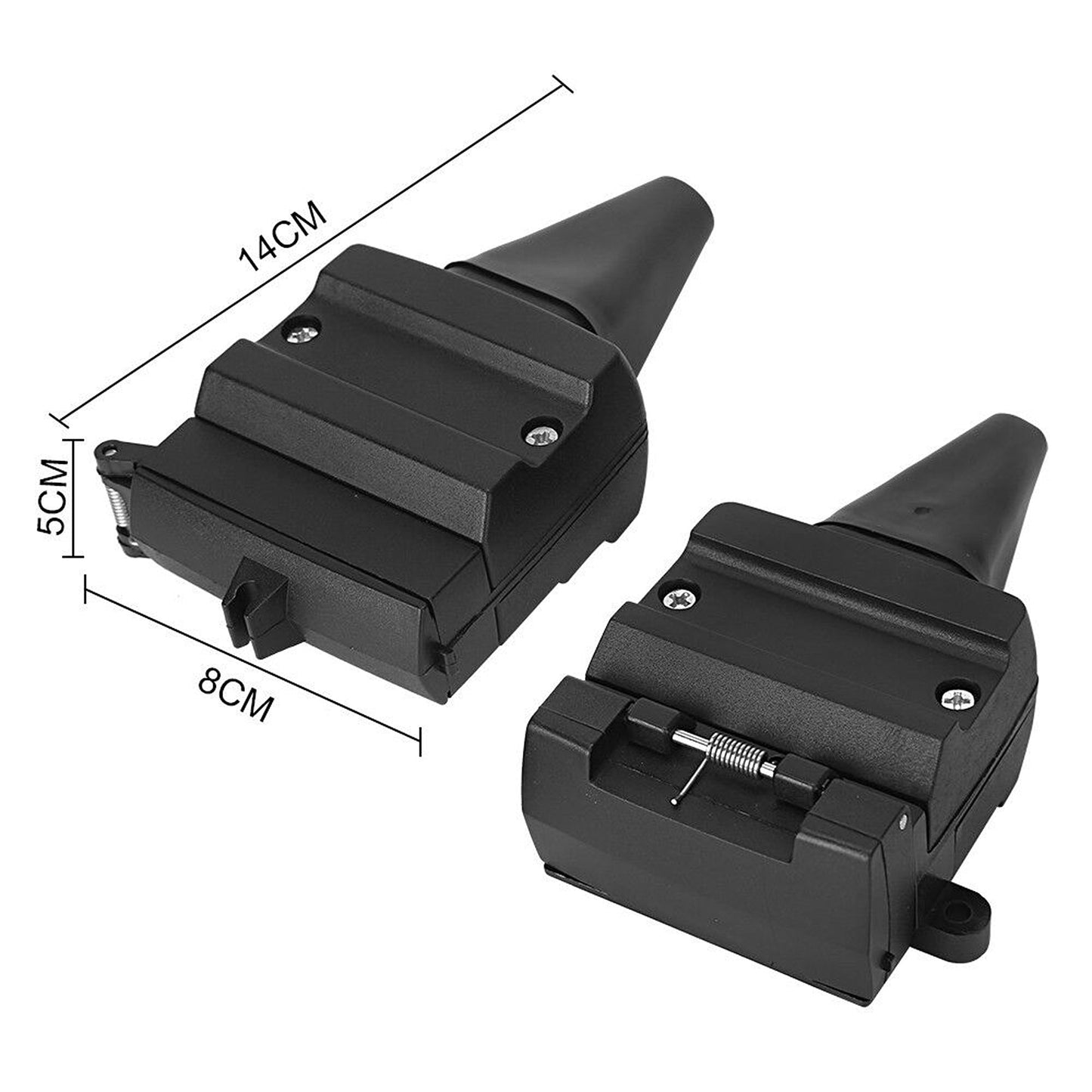 2pcs 12-Pin Flat Trailer Plug Light Adapter Dual Connector Socket