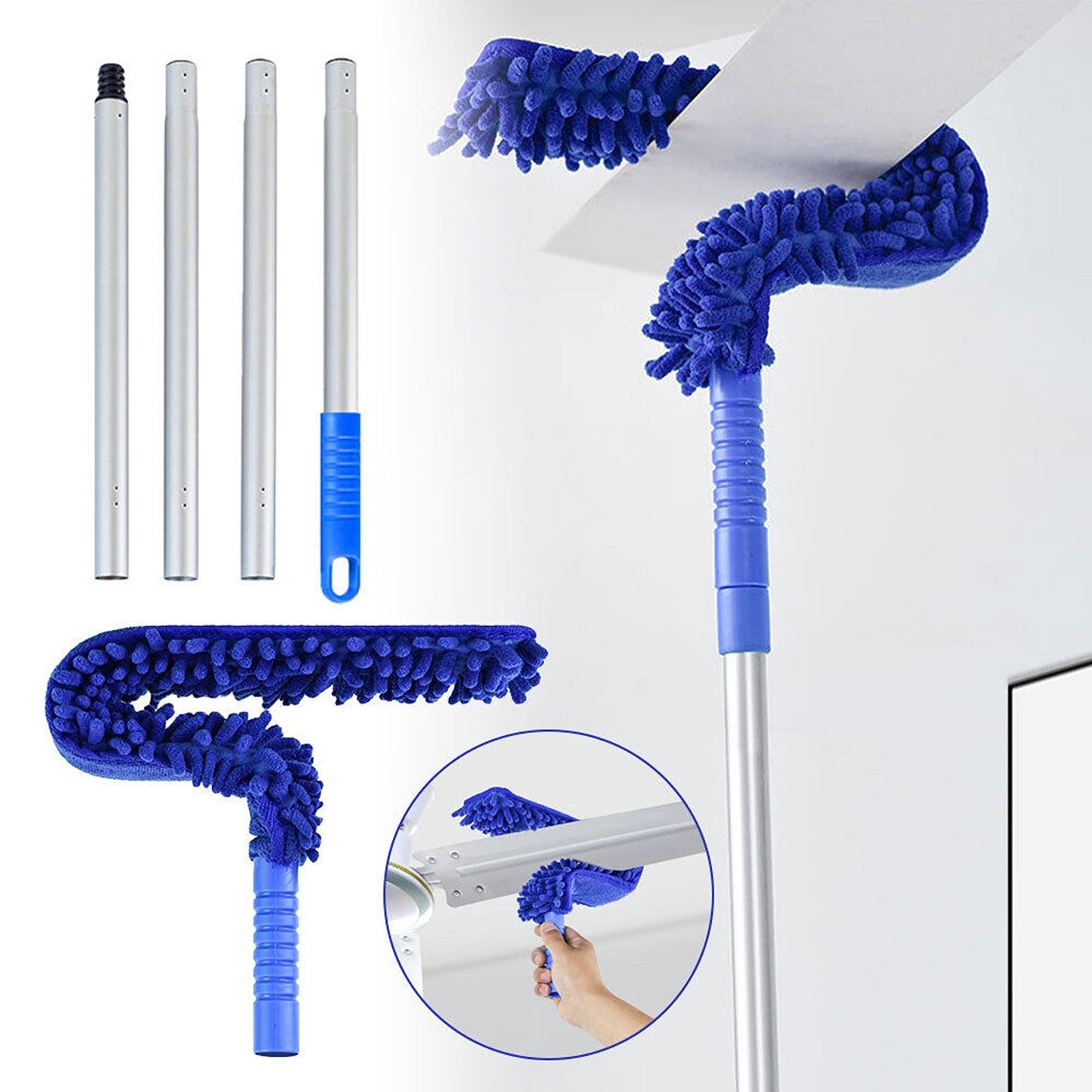 1 Set Flexible Duster Brush with Bendable Handle for Ceiling Fan Cleaning