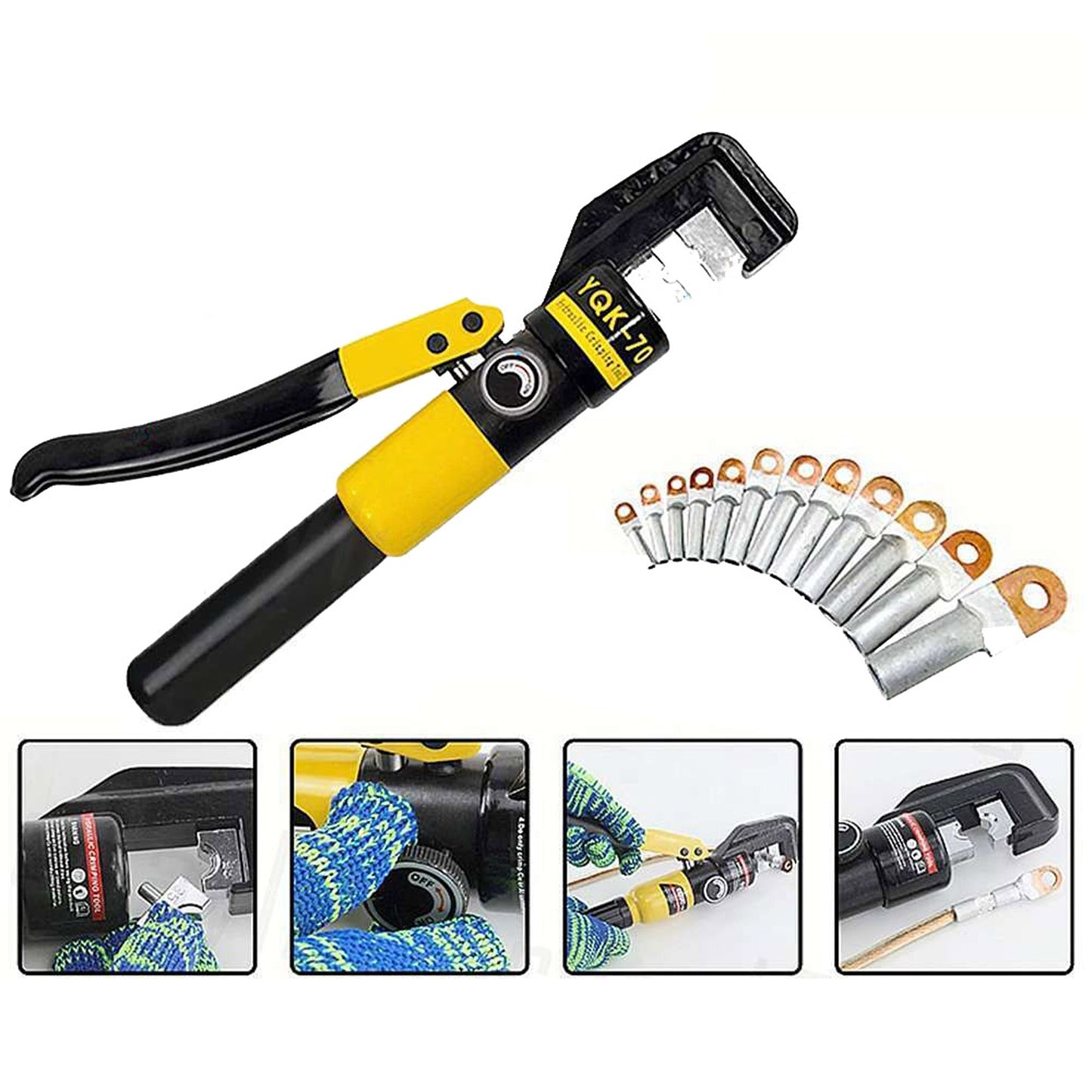Hydraulic 8-Ton Wire Crimping Set Battery Cable Terminal Crimper with 8 Ton