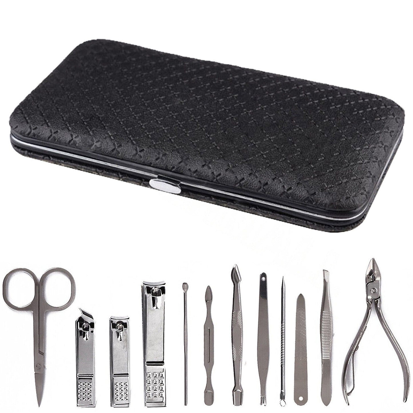 12pcs Manicure Pedicure Nail Clippers Set with Grooming Case