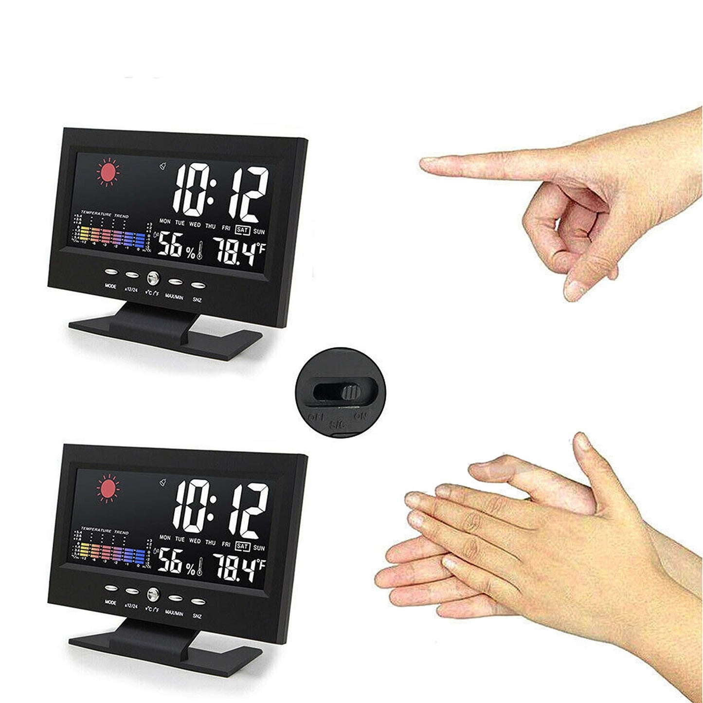 Digital LED Clock with Desk Display Modern Temperature Alarm