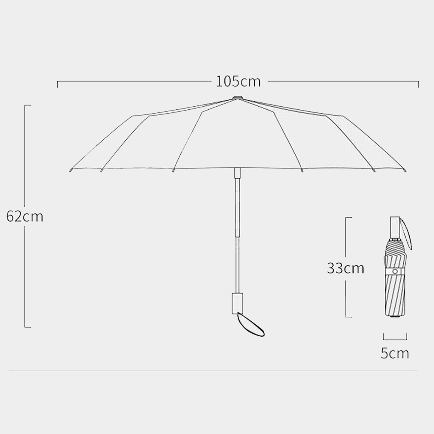 Compact Folding Umbrella Automatic Windproof With Fiberglass 12 Ribs