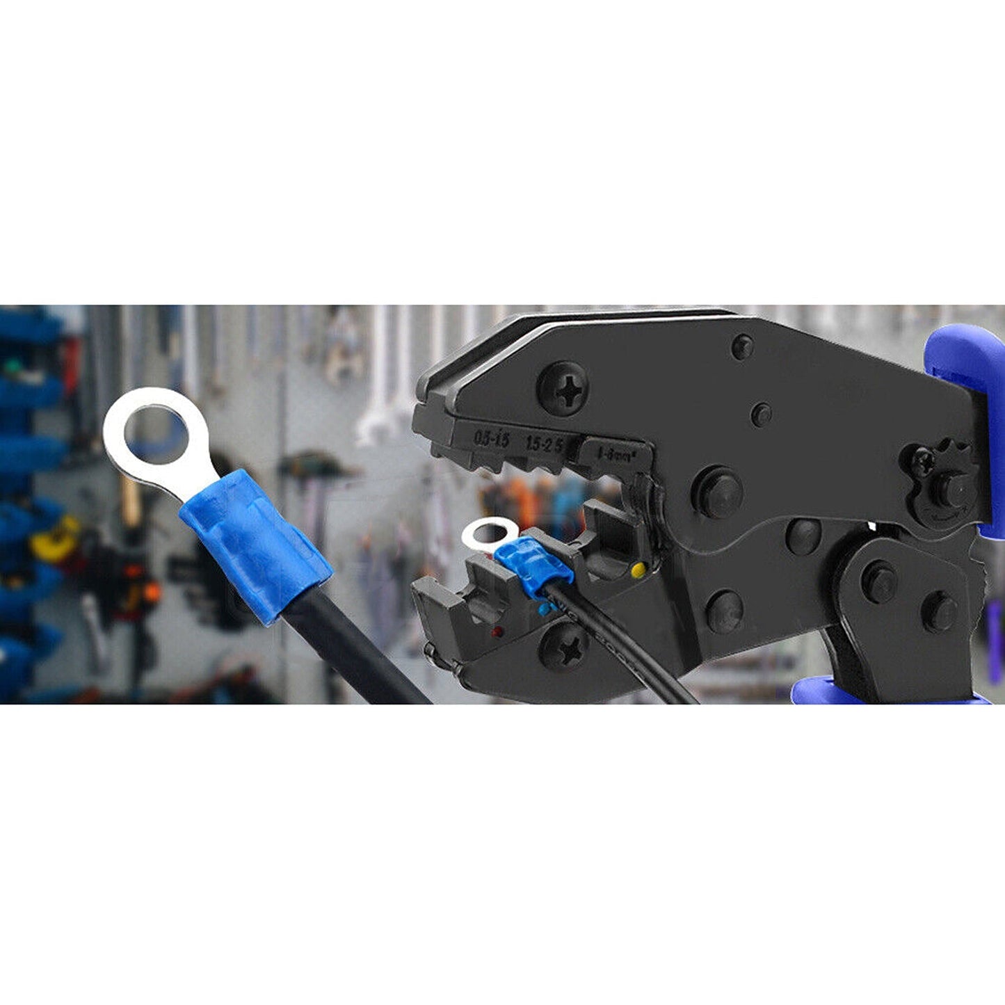 Ratcheting Wire Terminal Crimping Tool for Insulated Cable Connections