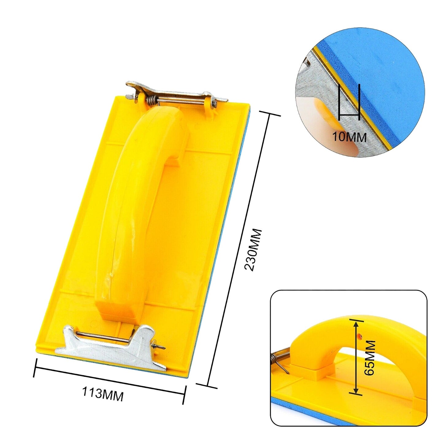 D-Handle Grip Large Plastic Hand Sander Sanding Block with Metal Clamp