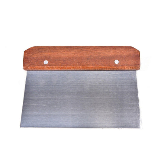 Wooden Handled Dough Cutter Stainless Steel Pastry Bench Scraper
