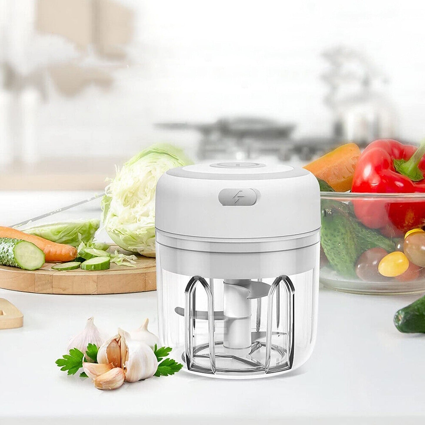 Compact Electric Vegetable and Garlic Chopper 250ml Grinder Blender