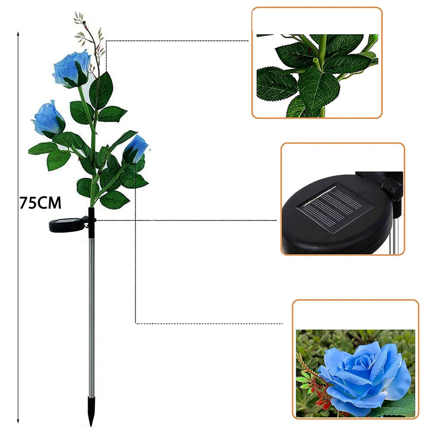 Solar Powered Rose Flower Stake Lights for Garden Path Illumination