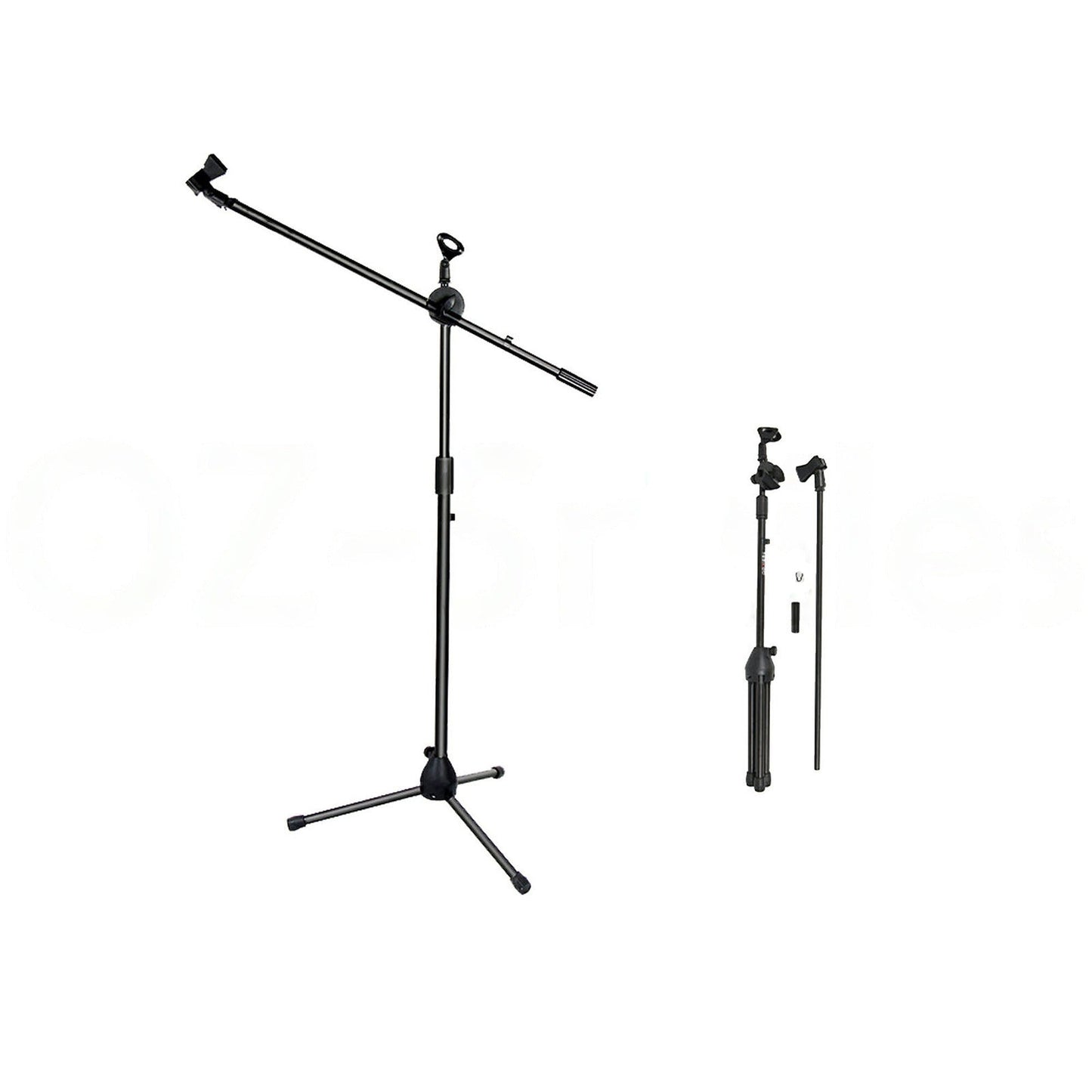Foldable Adjustable Microphone Stand with Dual Clip Boom Holder