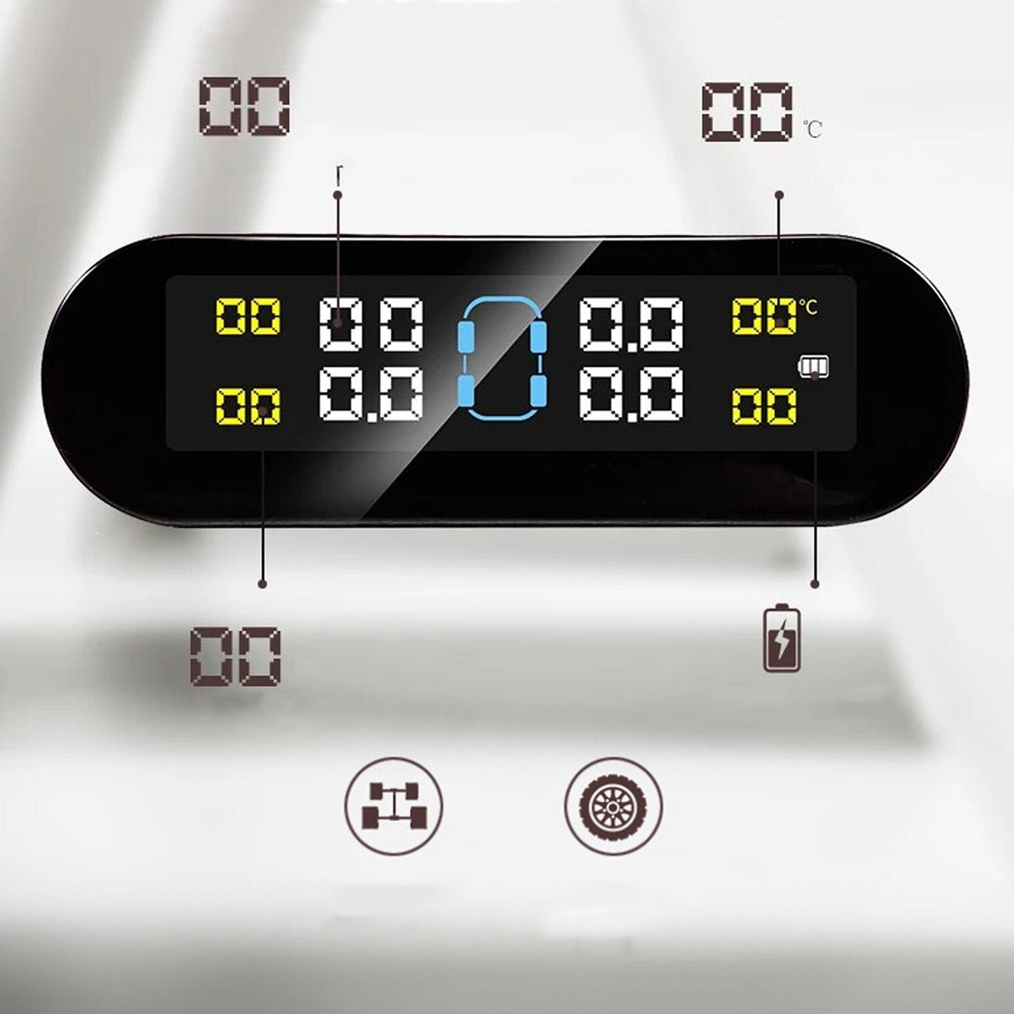 Solar-Powered Tyre Pressure Monitoring System for Cars with External Sensors