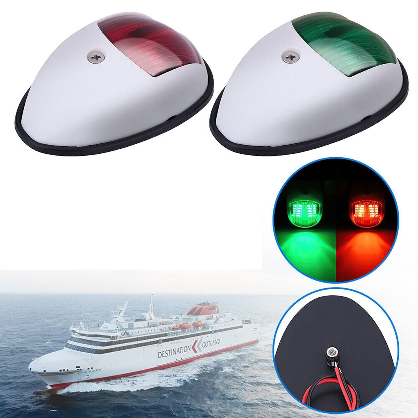 2pcs LED Marine Navigation Lights Port and Starboard Yacht Boat Lamps