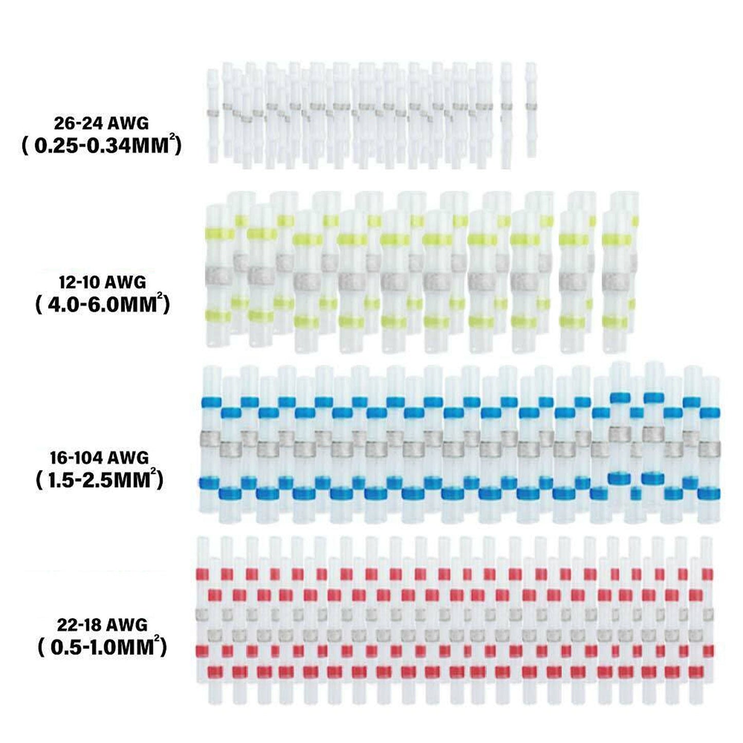 200-Pack Mixed Solder Sleeve Heat Shrink Wire Connectors