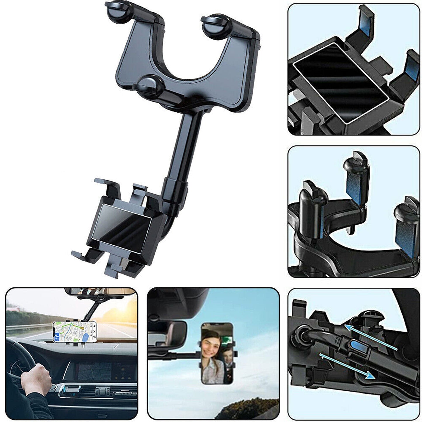Universal Rotatable Car Phone Holder Rearview Mirror Mount Bracket