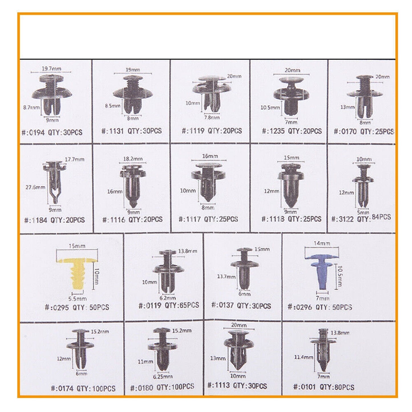 Car Body Fastener Retainer Clips Kit Universal Plastic Auto Trim Clips 1586 Pieces