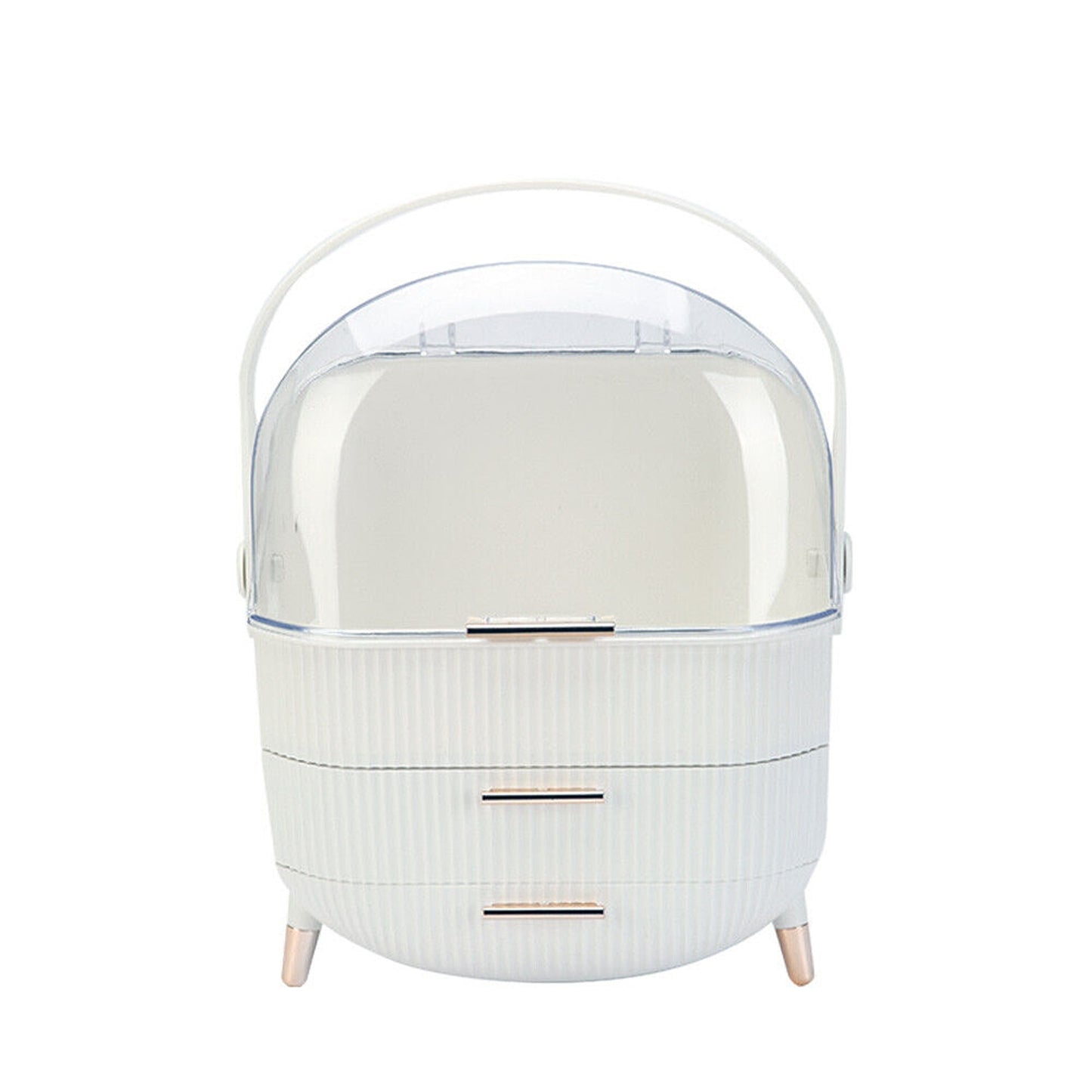Portable Makeup Organizer Case with Cosmetic Storage and Jewelry Drawers