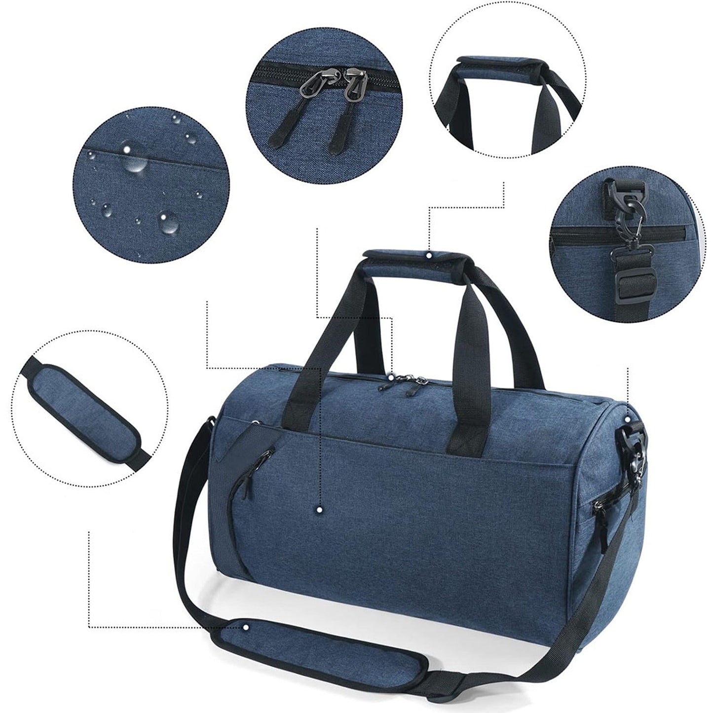 30L Waterproof Canvas Gym Duffel with Shoes Compartment