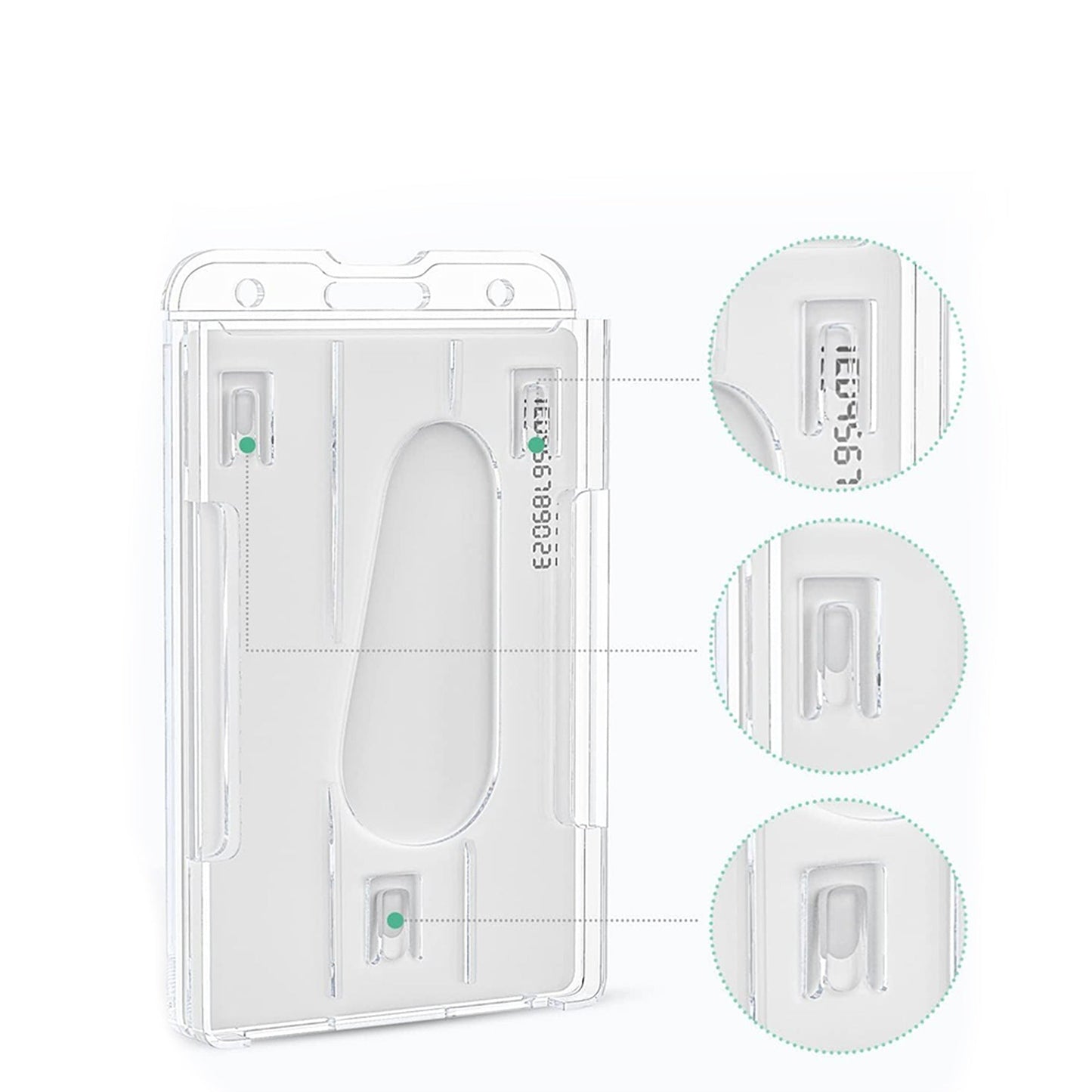 5pcs Double Side ID Card Holder Lanyard Hard Plastic Badge Business Work Pouch