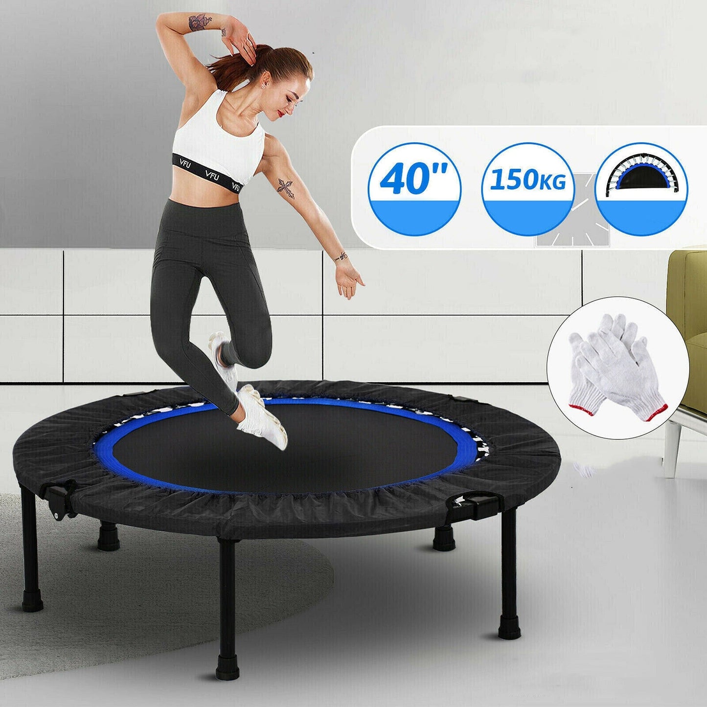 Indoor Mini Trampoline for Home Gym Cardio and Fitness Training