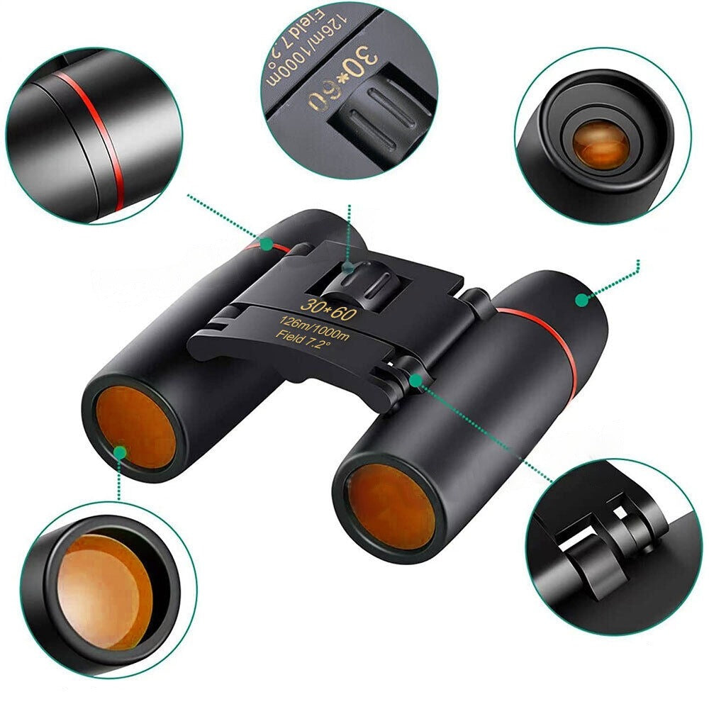 Mini Folding Travel Binoculars Telescope with Day Night Vision 30x60