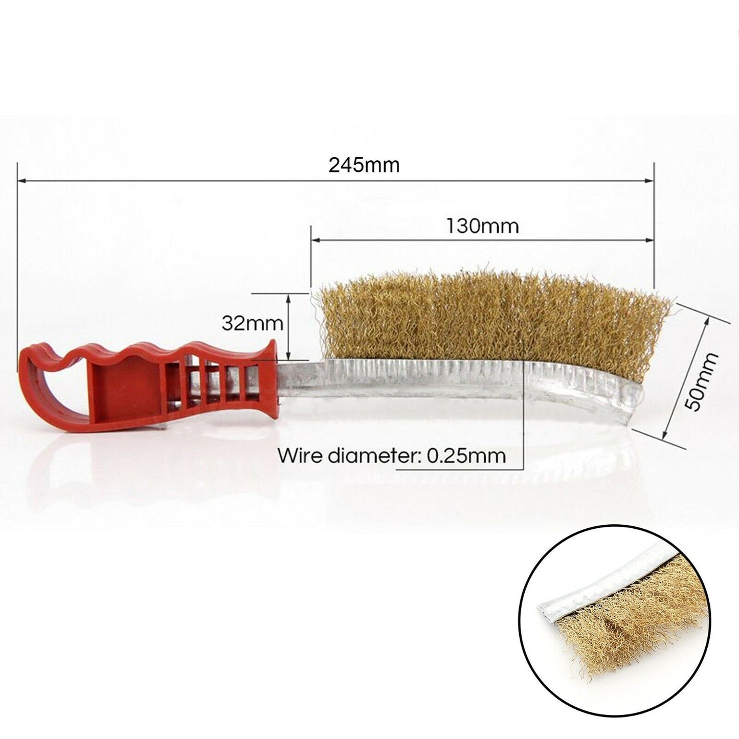 Heavy Duty Hand Wire Brush with Brass Bristles for Rust Paint Removal 245mm