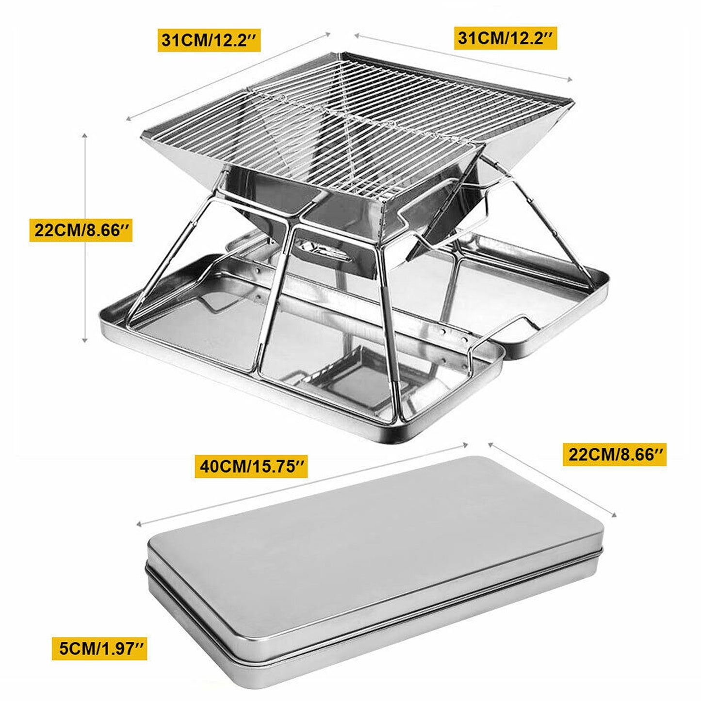 Portable Steel Barbecue BBQ Grill for Outdoor Camping