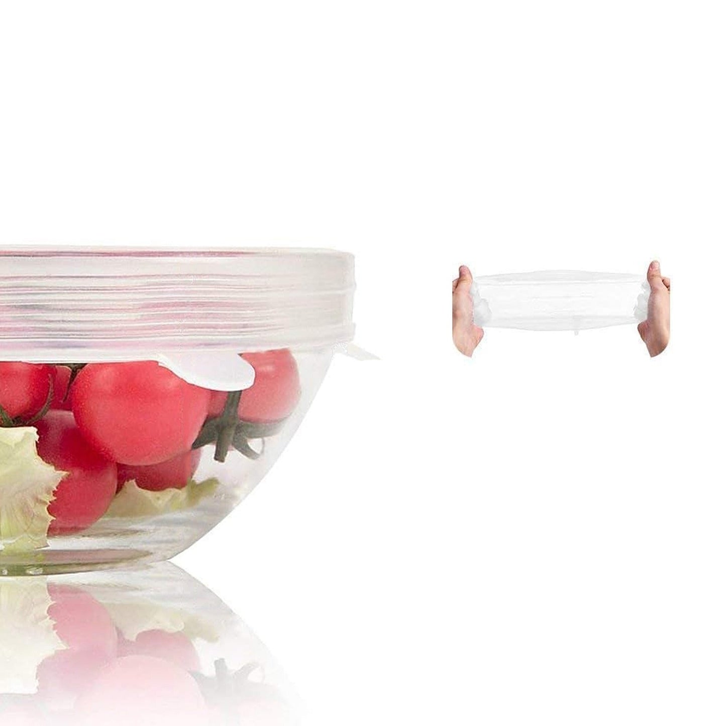 White Silicone Bowl Covers Stretch Reusable Food Saver Seals