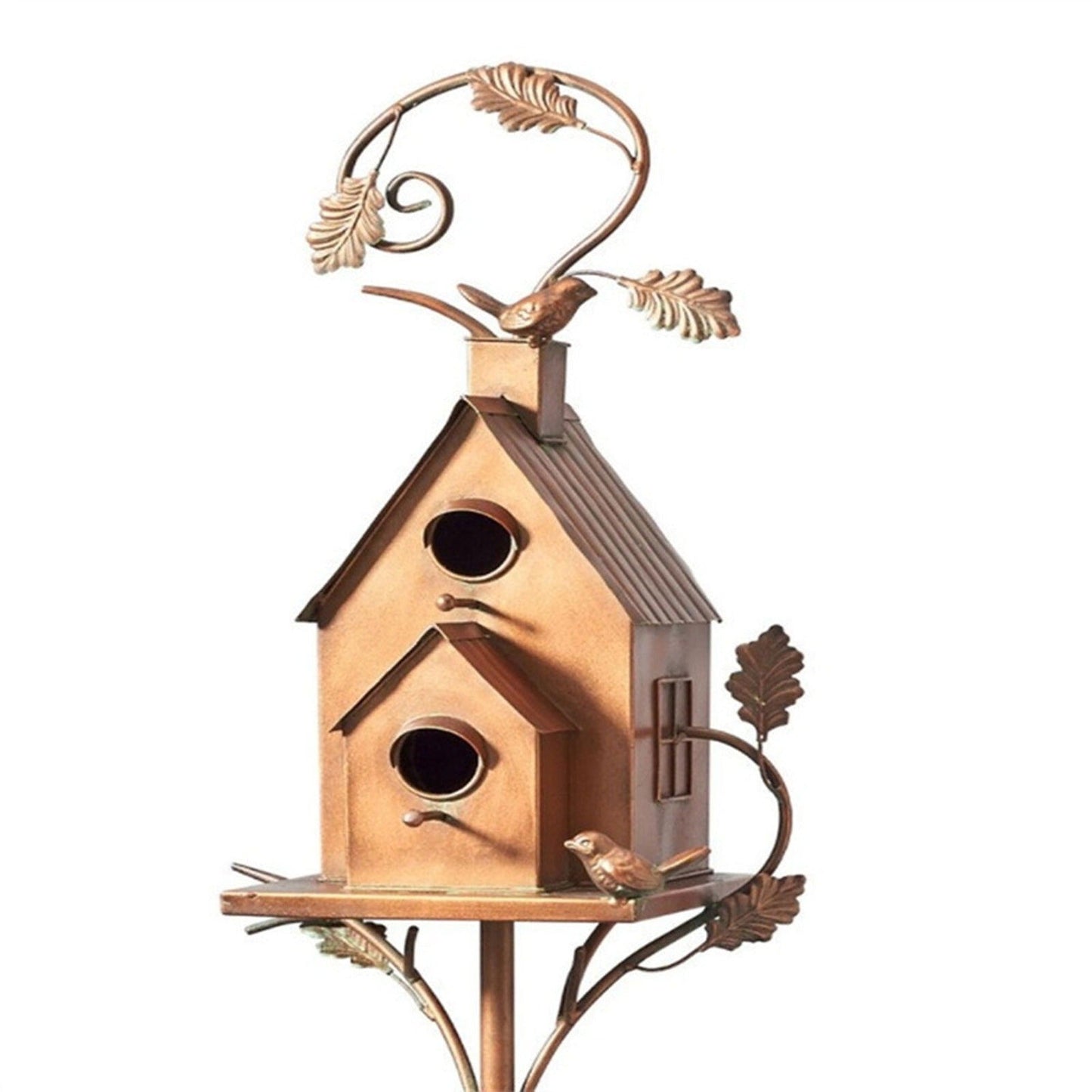 Outdoor Metal Birdhouse Art Stake Rustic Garden Yard Bird House Stand