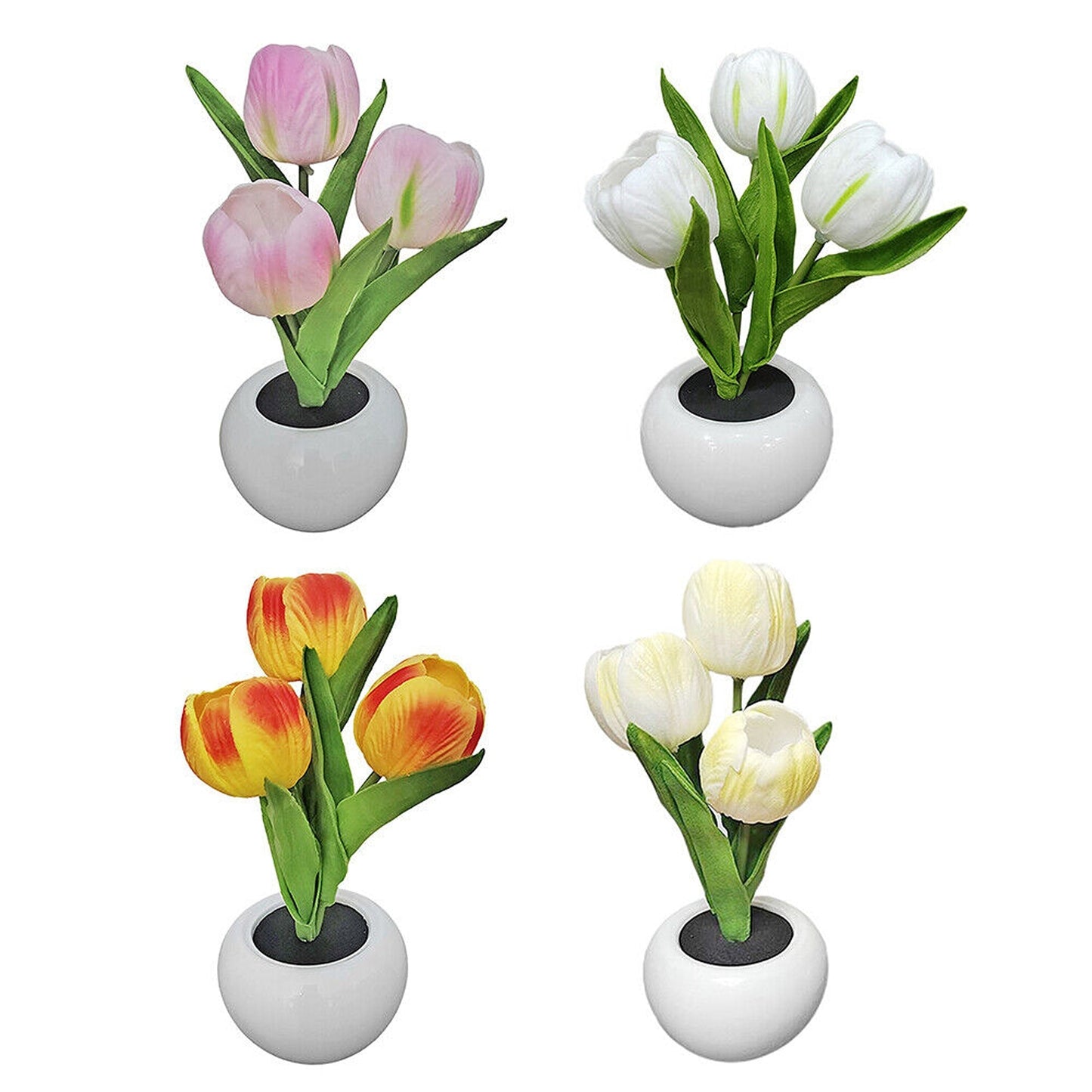 Tulip Flower Night Light Potted Plant Table Lamp