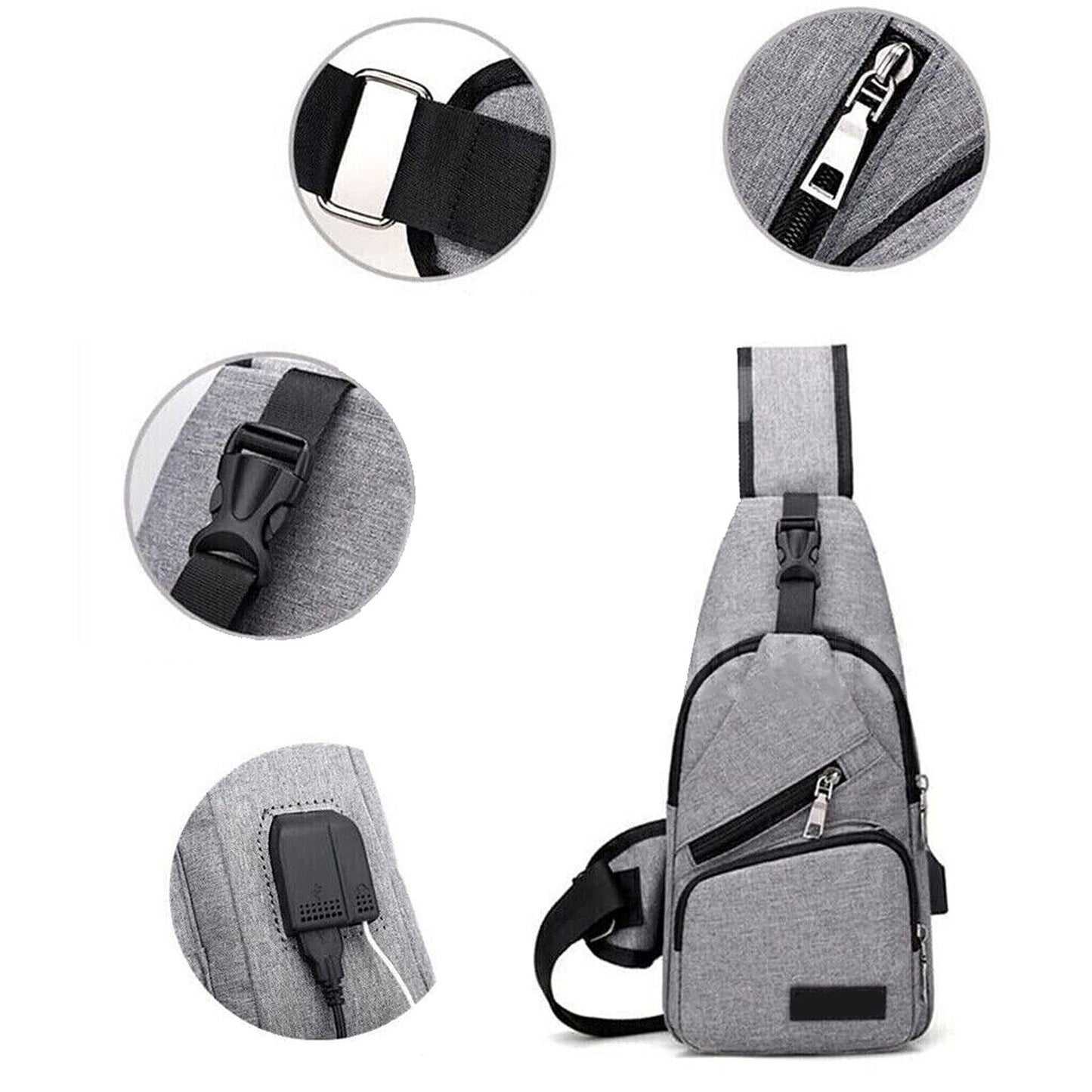 Men Crossbody Sling Chest Bag with Shoulder Strap