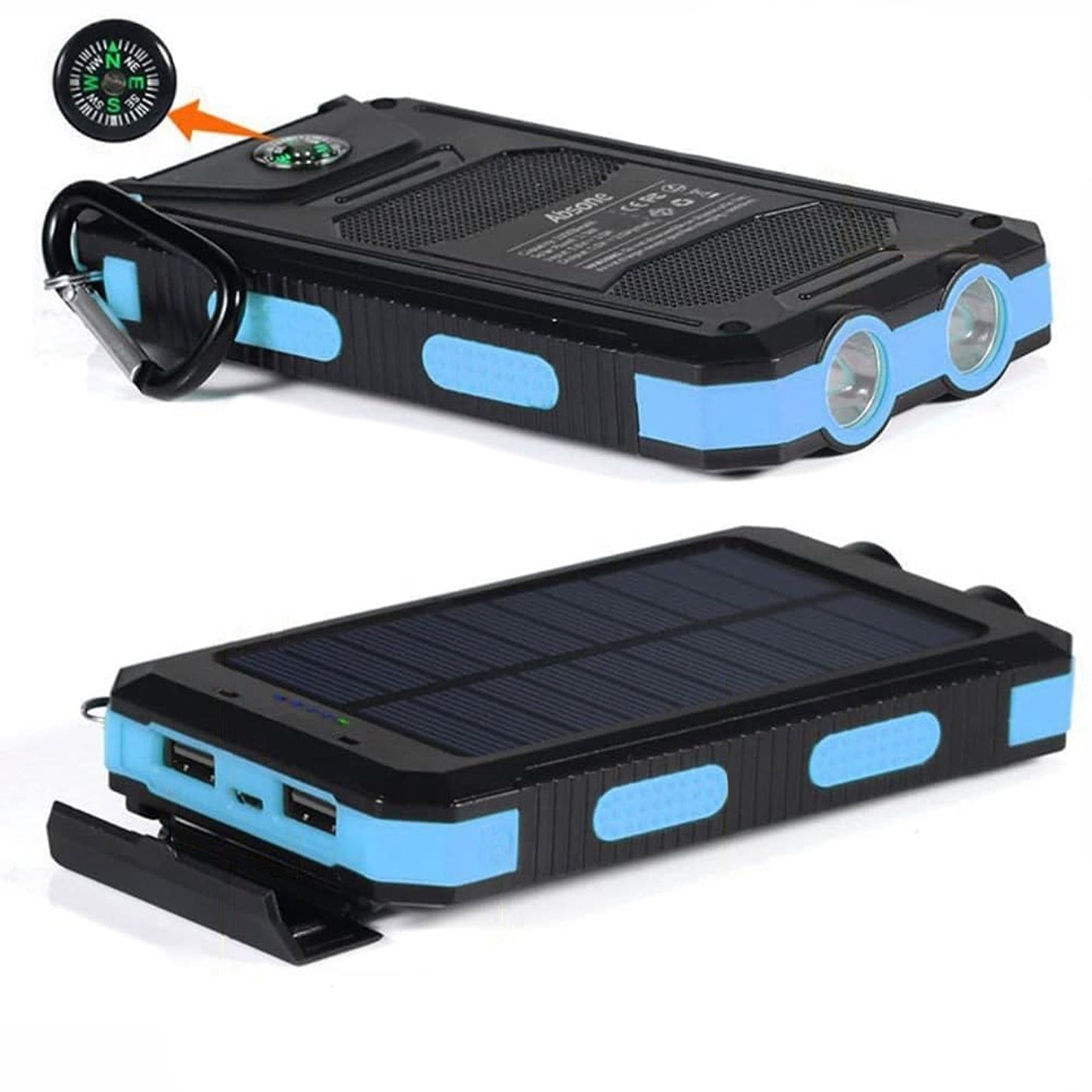 Portable External Solar Panel USB Charger Dual Battery Power Bank