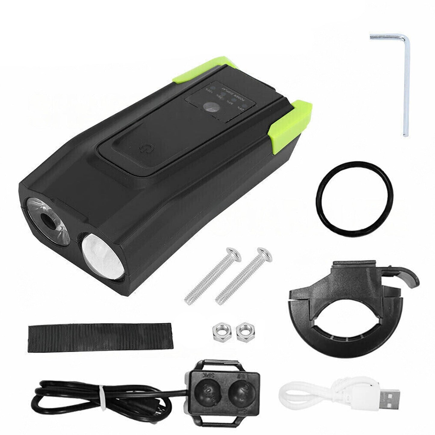 USB Rechargeable LED Bicycle Light Set with Horn Mountain Bike Safety
