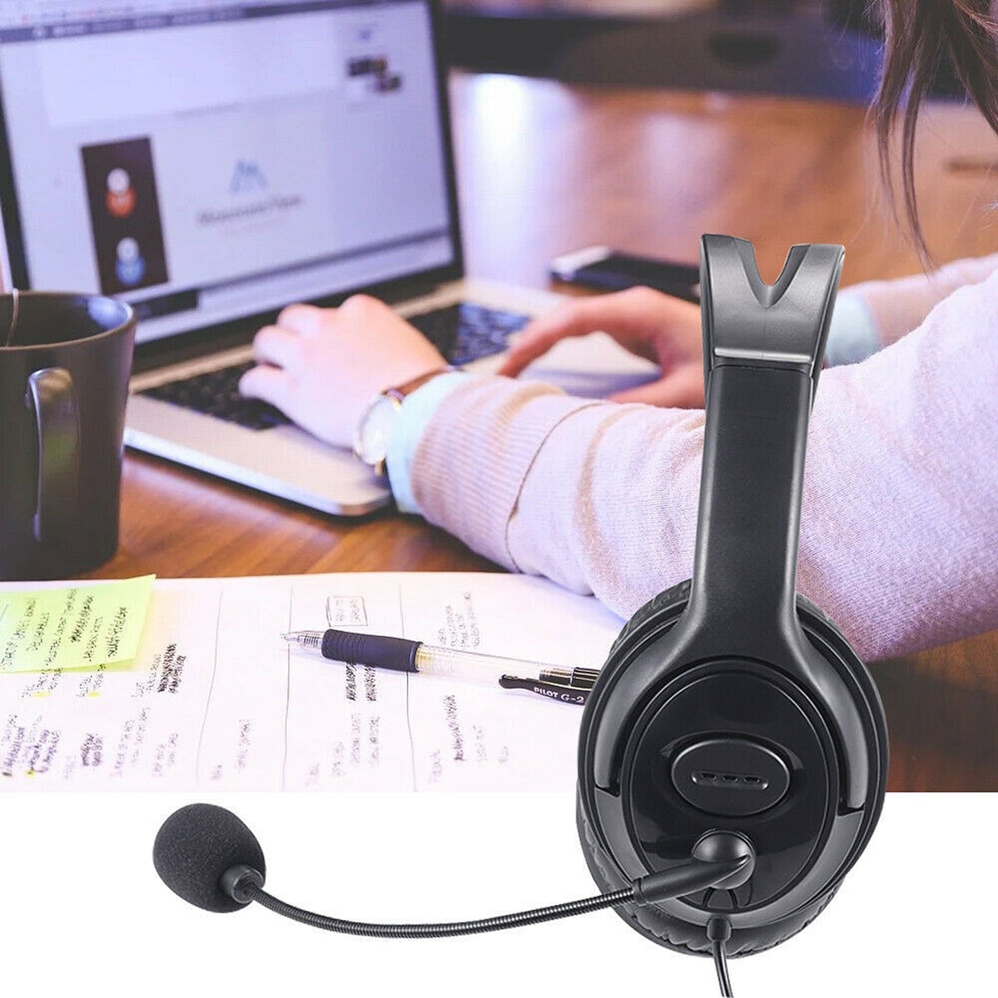 USB Wired Headset with Noise Cancelling Microphone for PC and Laptop