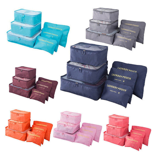 Six-Piece Travel Organizer Cubes for Efficient Luggage Packing