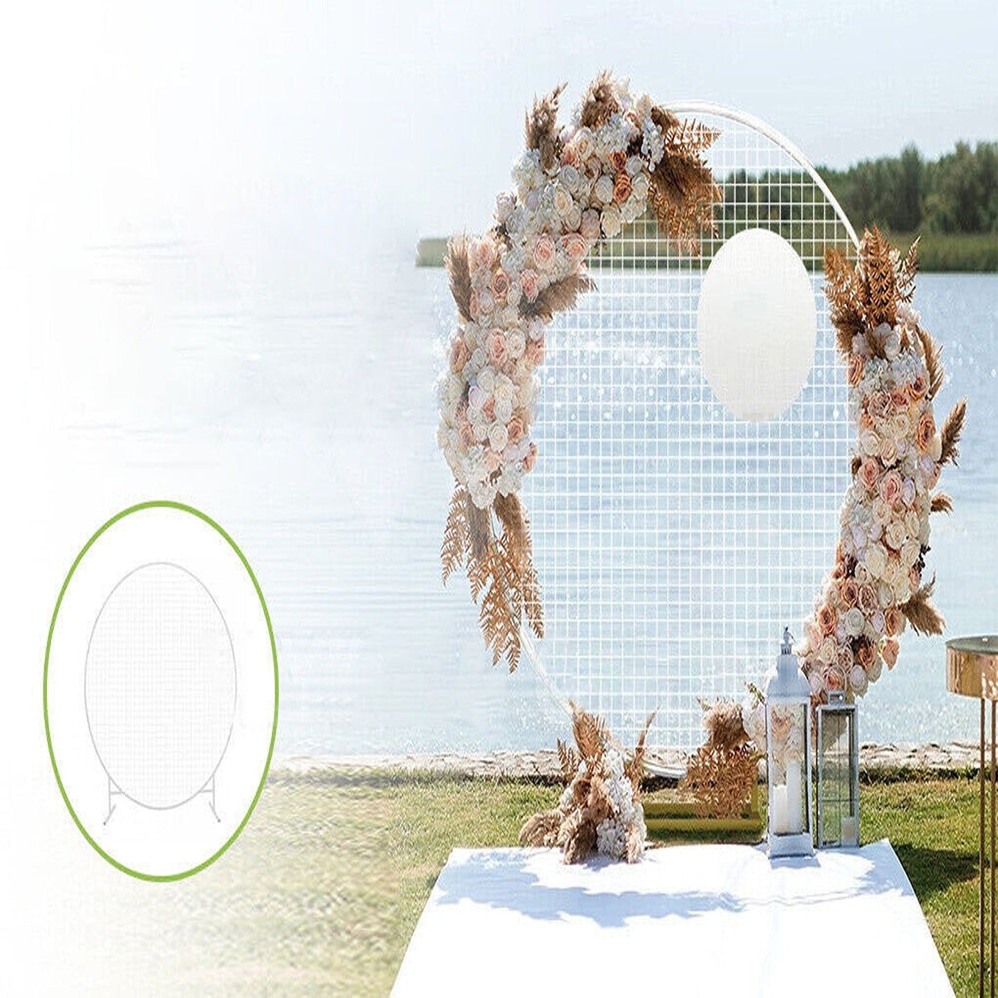 Round Mesh Arch Flower Display Stand for Wedding Parties