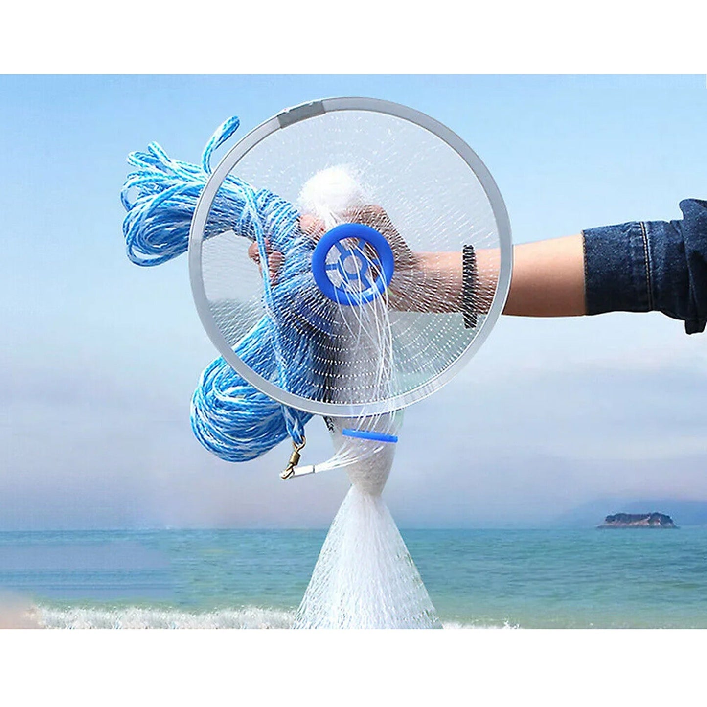 Clear Fishing Throw Mesh Cast Net with Mono Chain Spread 4 to 6ft