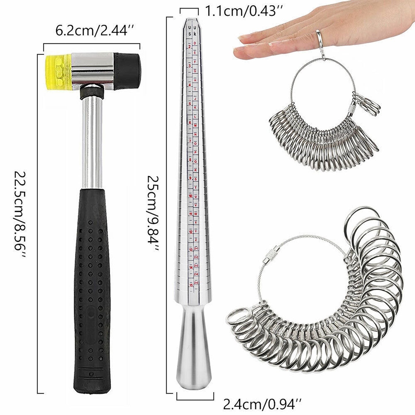 Metal Ring Sizer Gauge and Measuring Tool Kit
