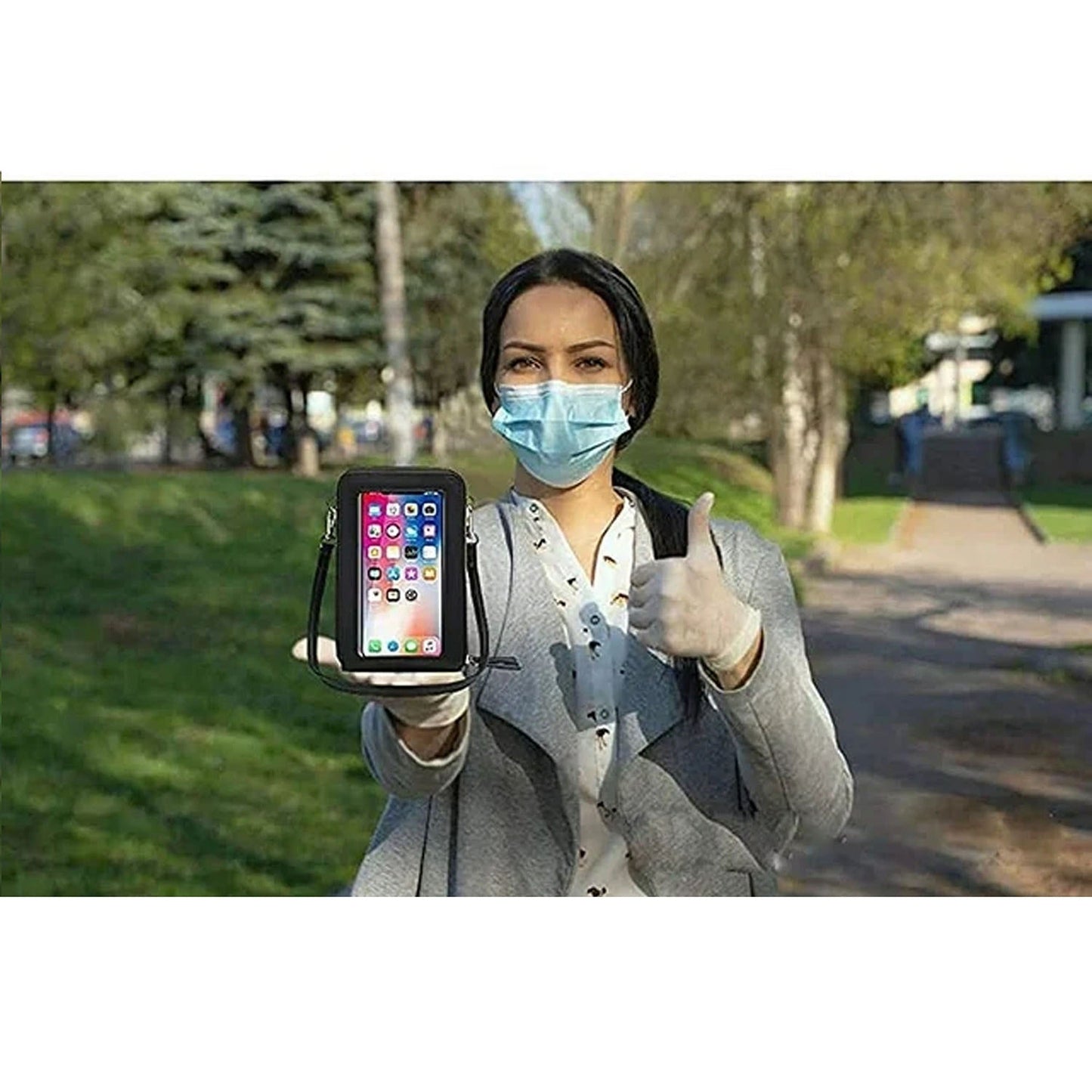 Touch Screen RFID Blocking Crossbody Phone Purse for Women with Strap