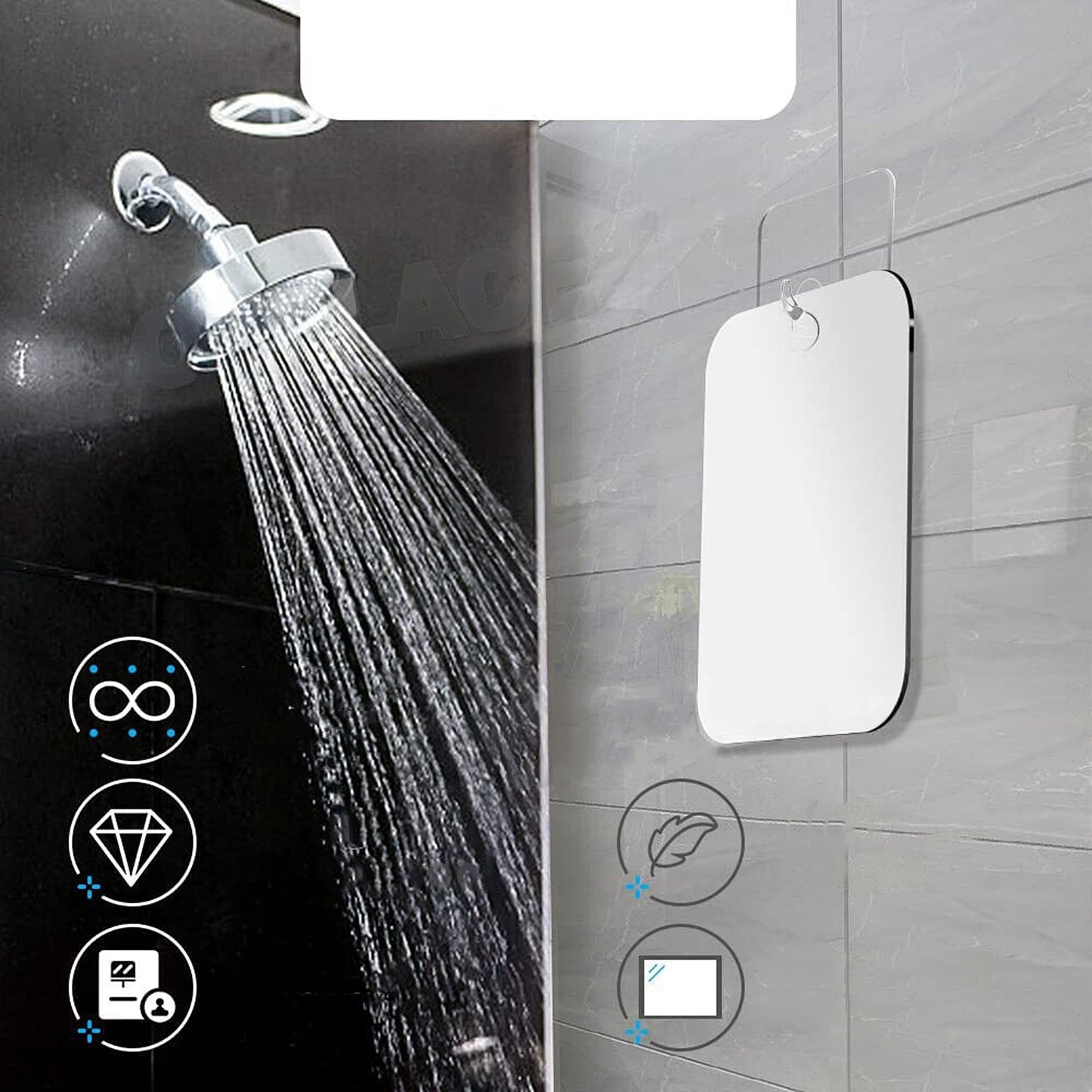 Fogless Shower Shaving Mirror Anti-Fog Free Bathroom Lens