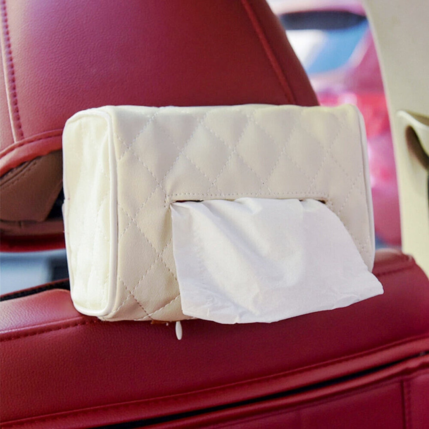 Car Seat Faux Leather Hanging Tissue Box Paper Holder