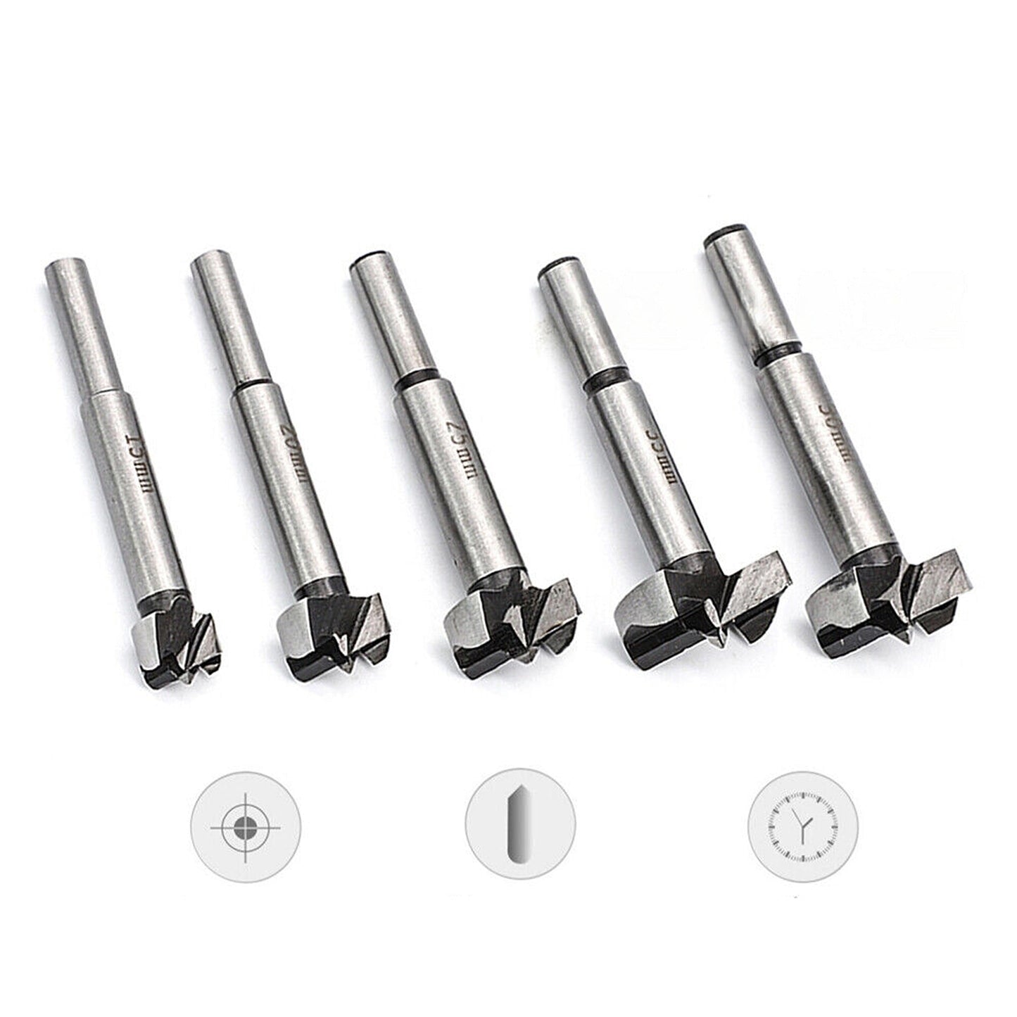5pcs Woodworking Forstner Drill Bit Set Hole Saw Cutter Tools