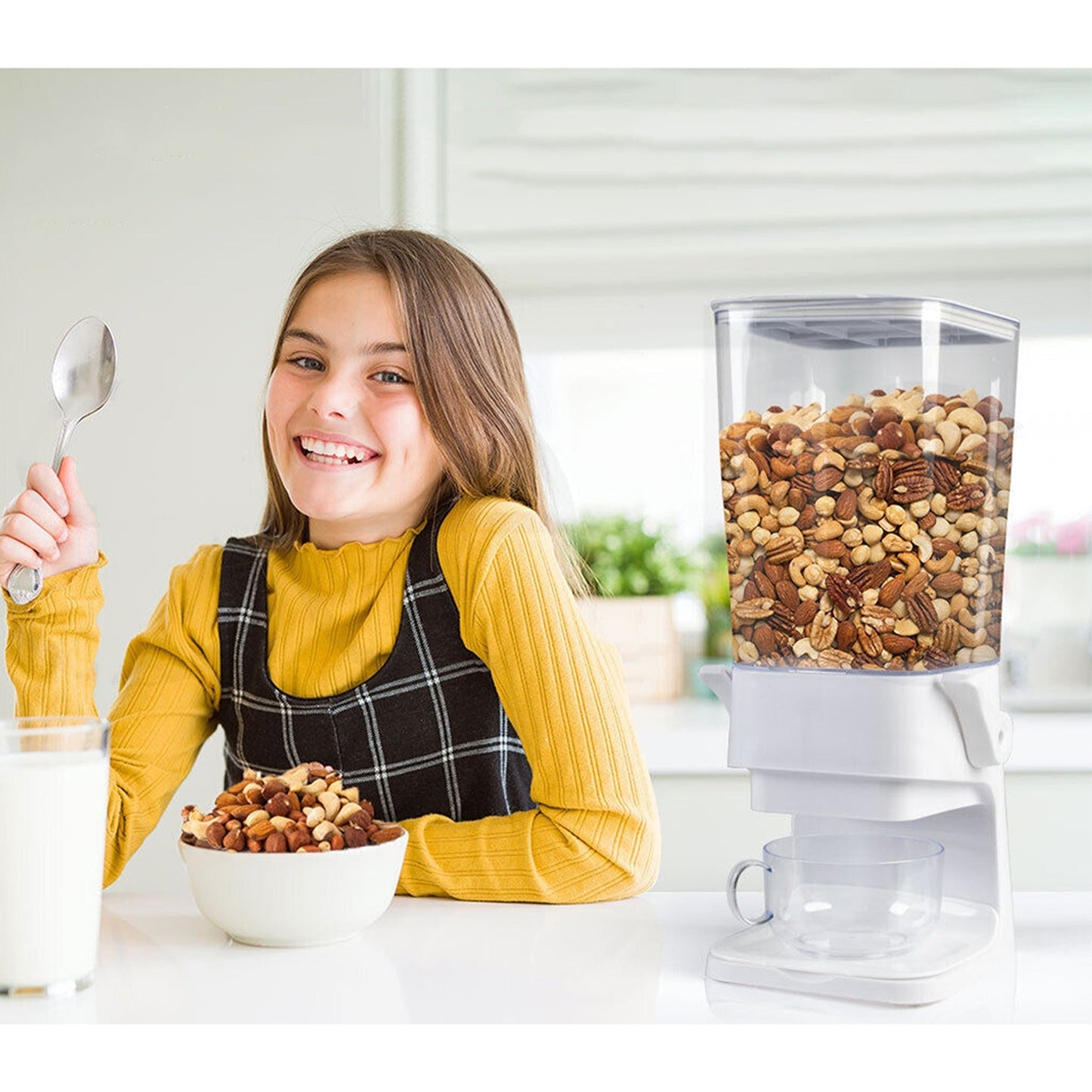 5.5L Dry Food Cereal Dispenser Grain Storage Container Pet Feeder