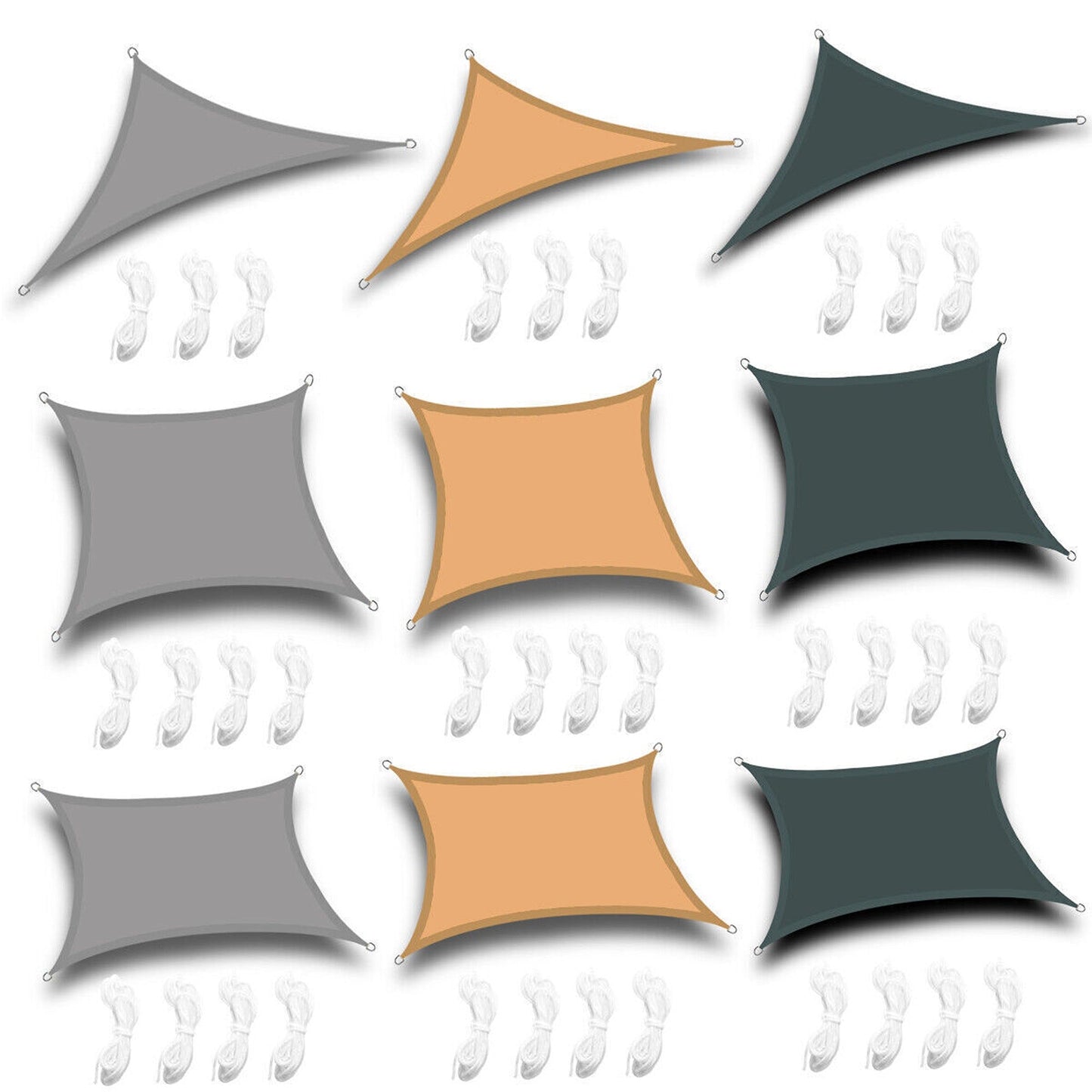 Extra Heavy Duty Sand Colored Sun Shade Sail Waterproof Outdoor Canopy Awning