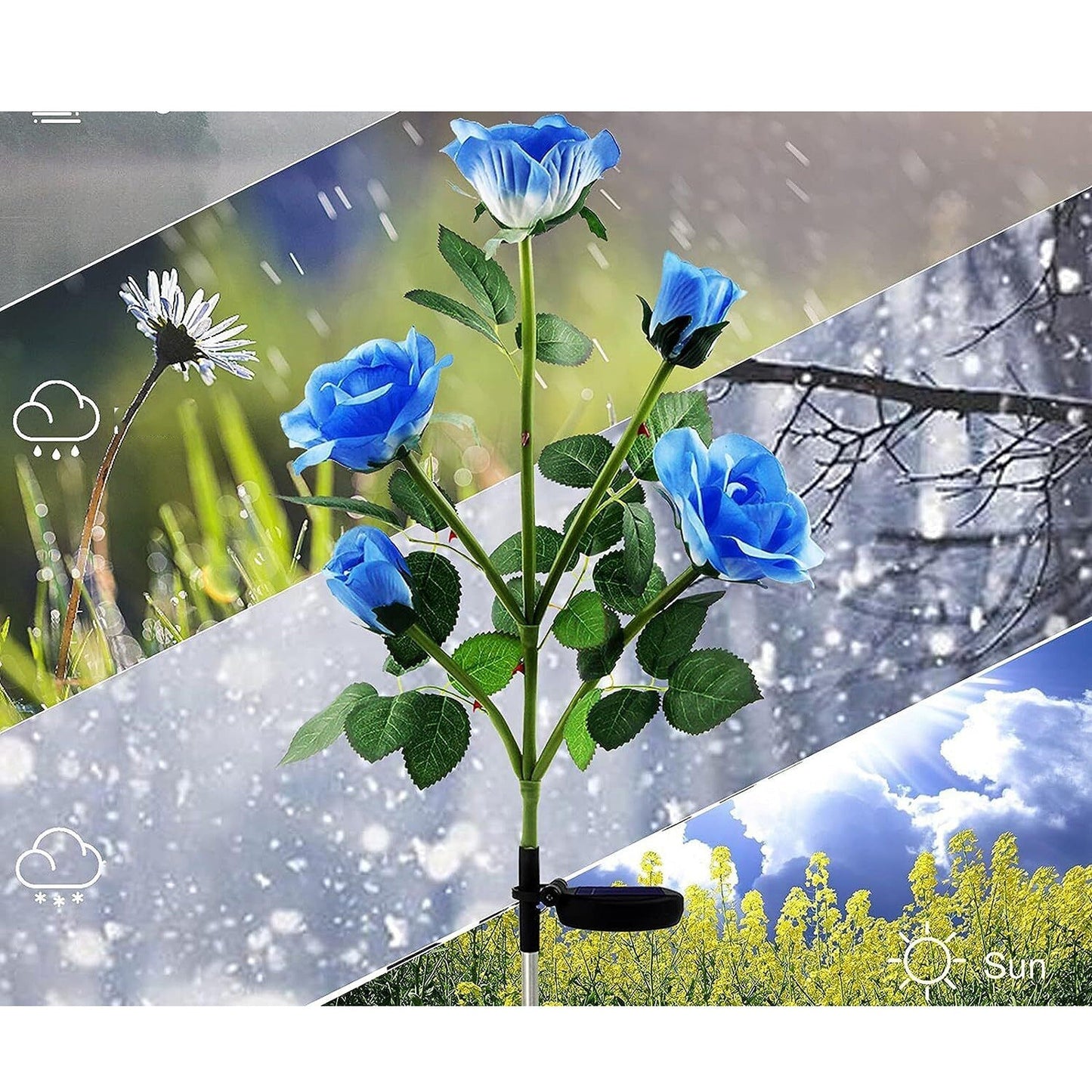 75cm Long Rose Flowers Solar Garden Lights for Yard and Xmas Decor