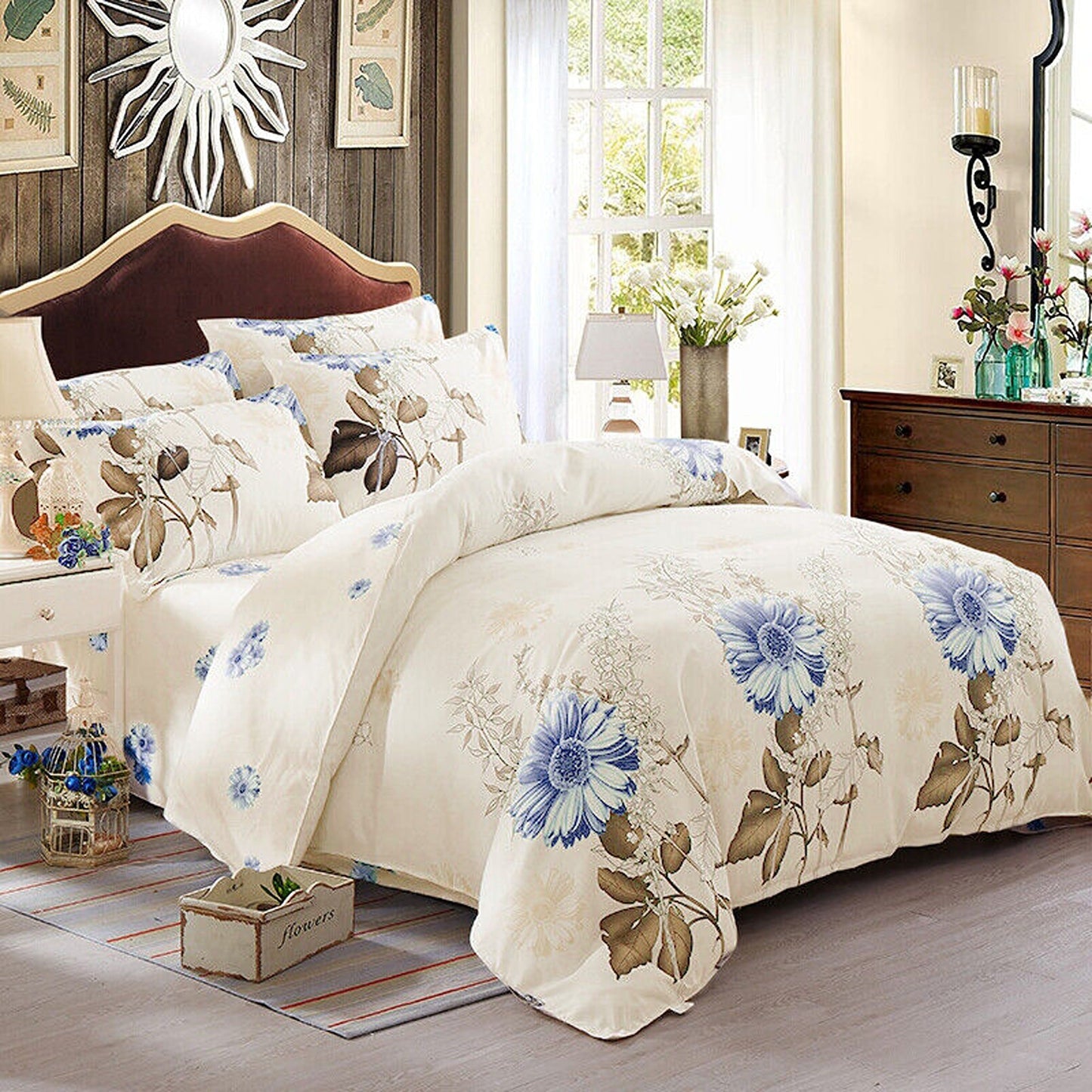 Floral Pattern Bedding Set Soft Quilt Duvet Cover for Queen and King Size Beds